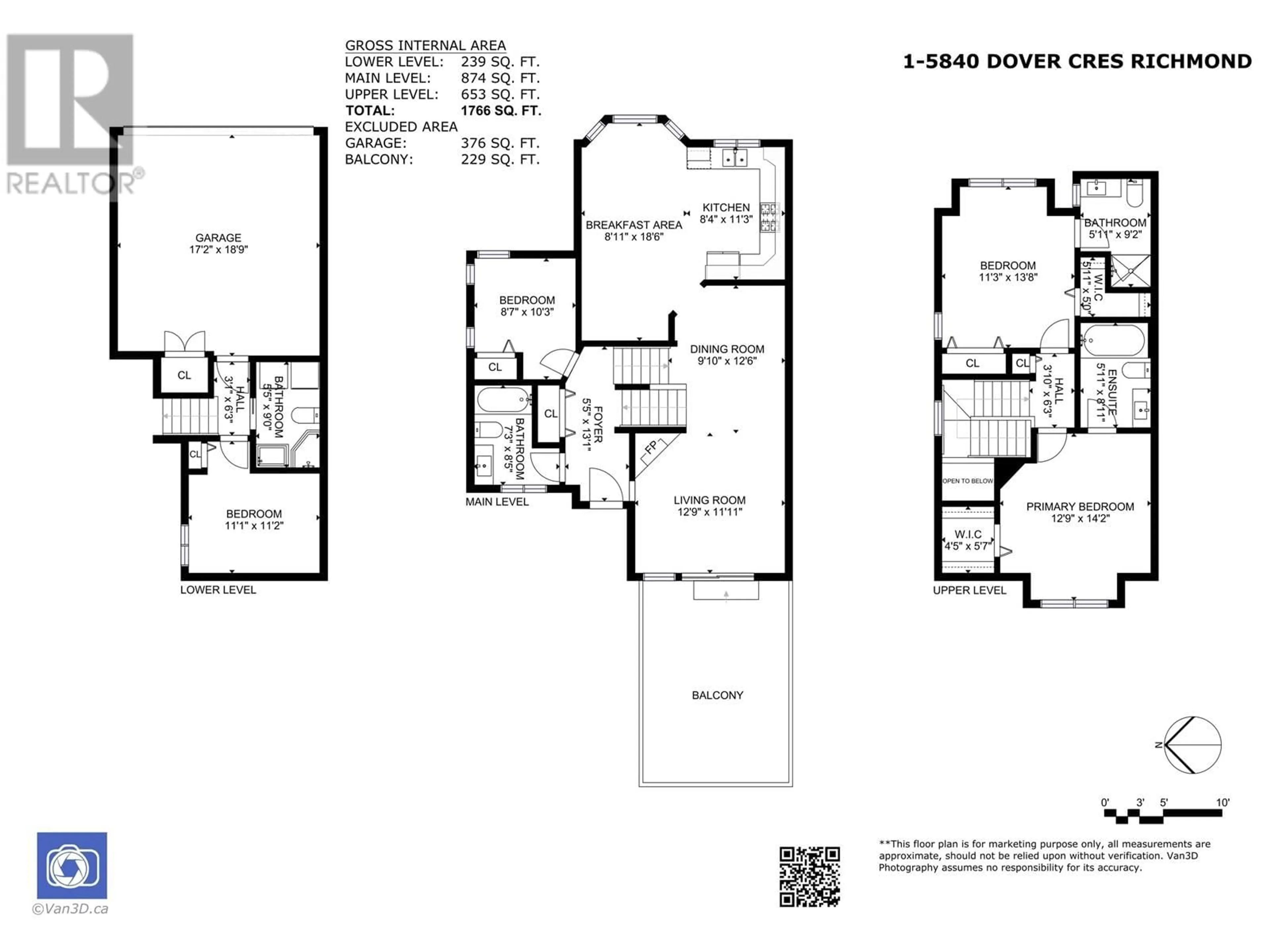Floor plan for 1 - 5840 DOVER CRESCENT, Richmond British Columbia V7C5P4