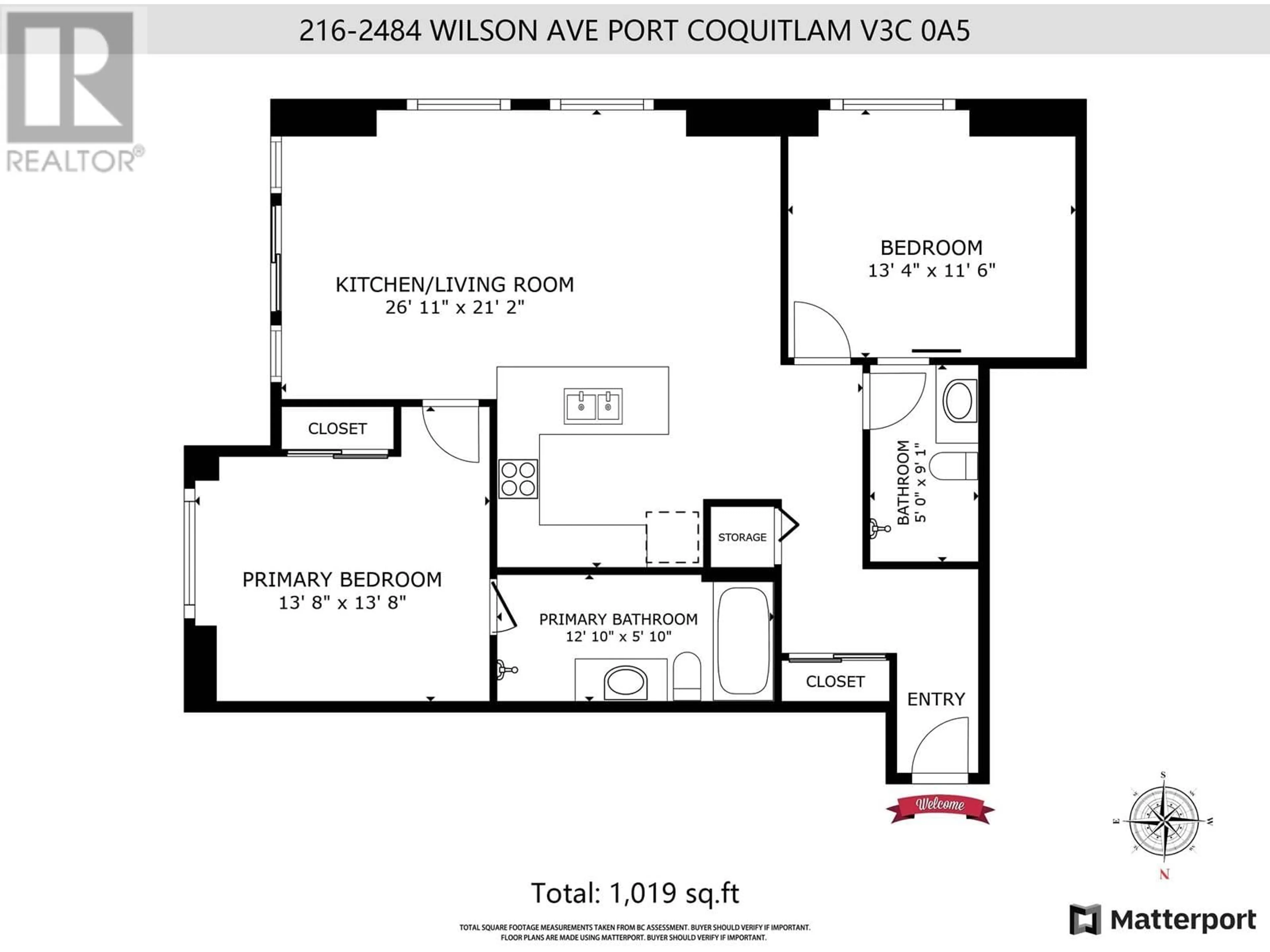 Floor plan for 216 - 2484 WILSON AVENUE, Port Coquitlam British Columbia V3C0A5