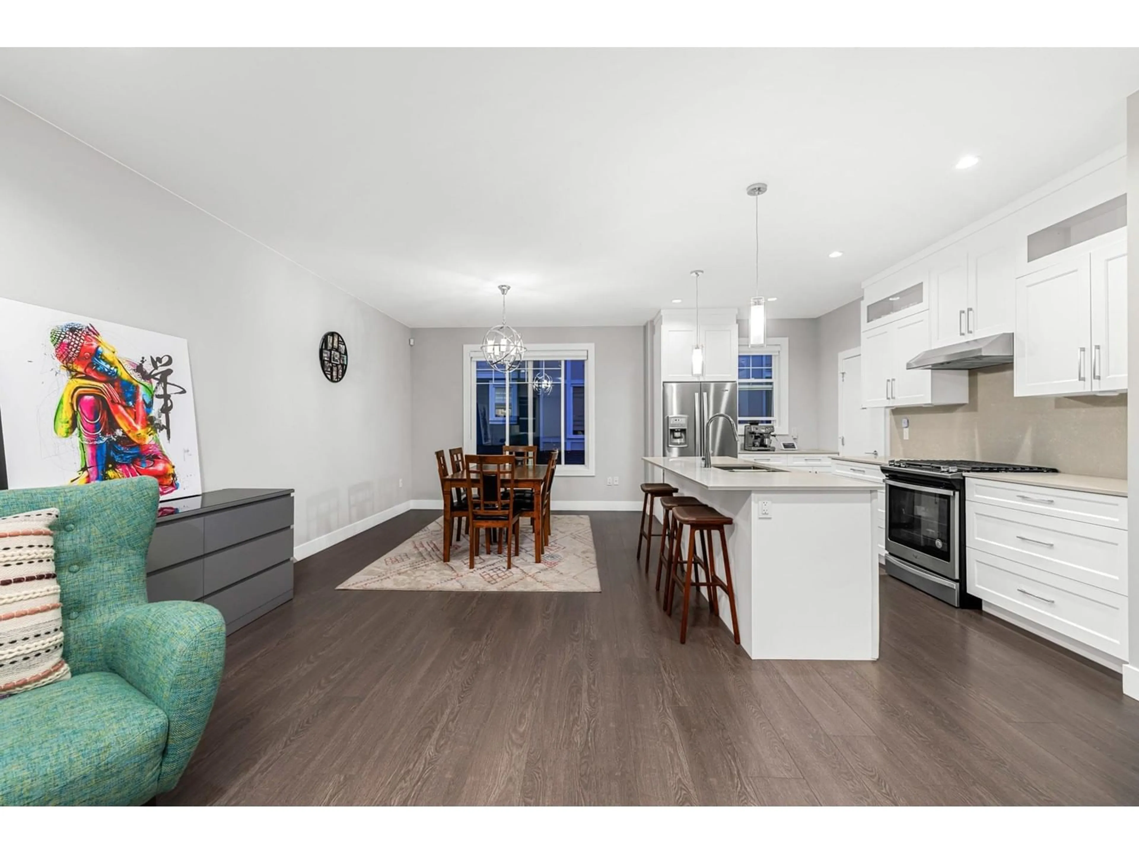 Open concept kitchen, wood/laminate floor for 49 - 19501 74, Surrey British Columbia V4N6V7