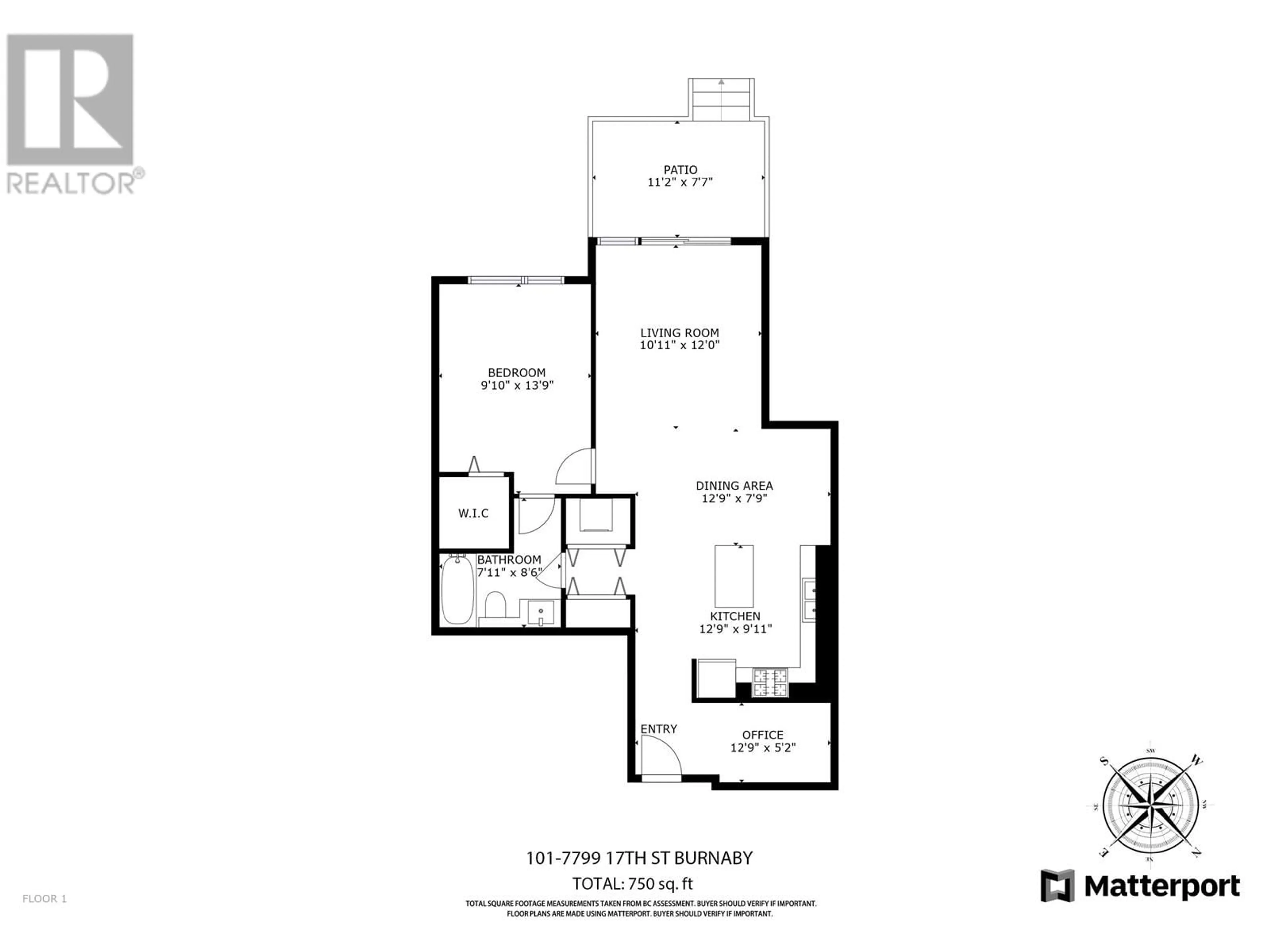 Floor plan for 101 - 7799 17 STREET, Burnaby British Columbia V3N0J5