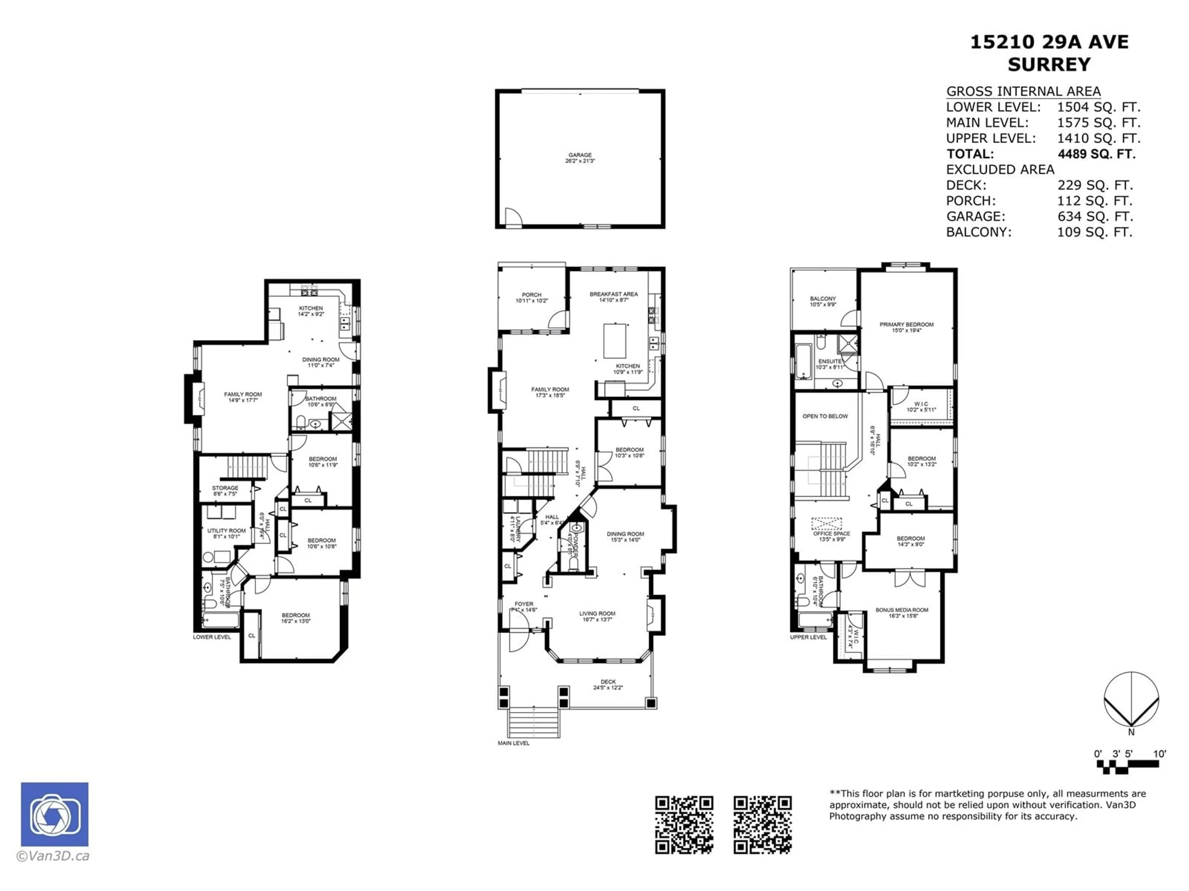 Floor plan for 15210 29A, Surrey British Columbia V4P3K4