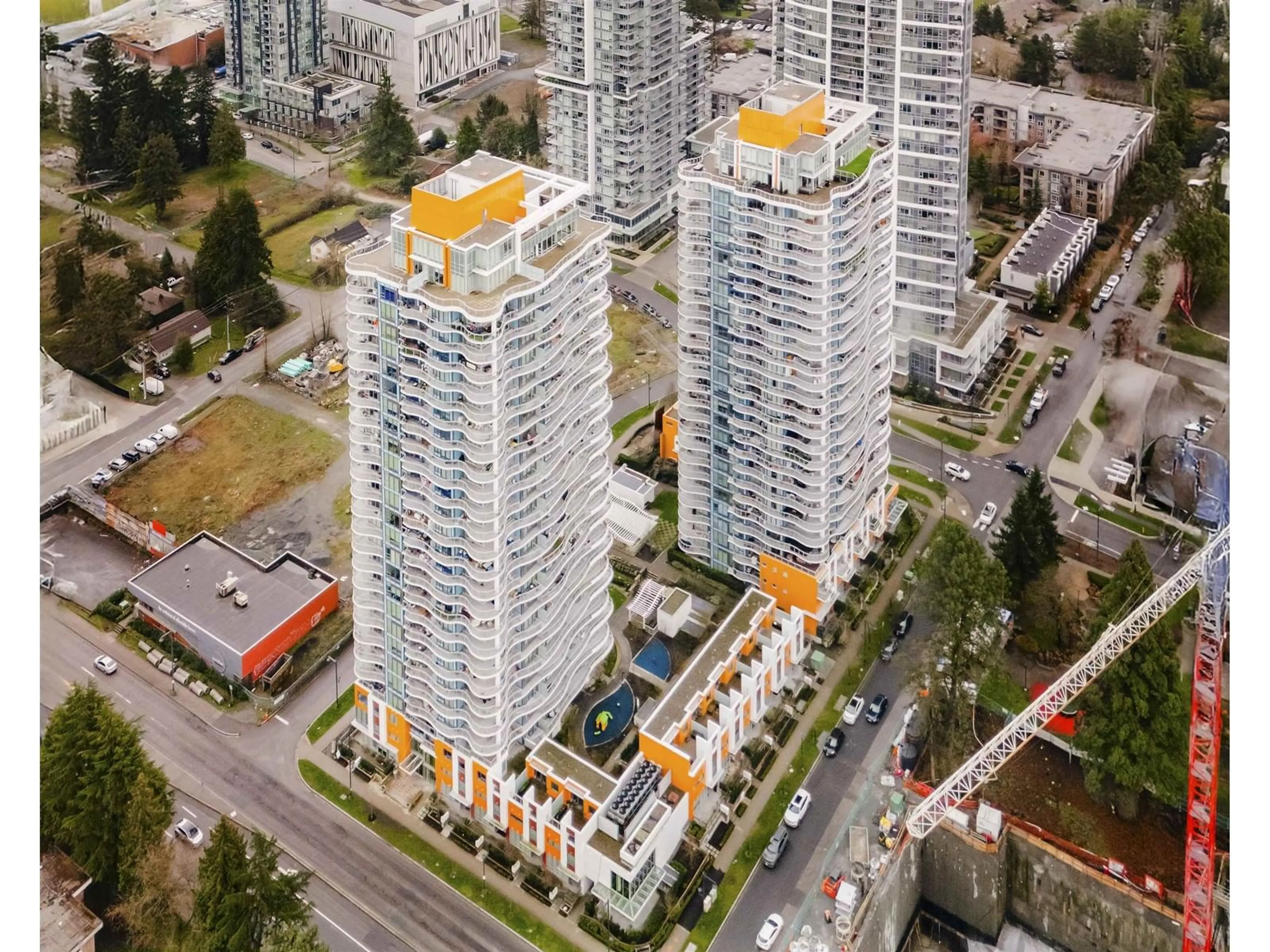 A pic from outside/outdoor area/front of a property/back of a property/a pic from drone, city buildings view from balcony for 2102 - 13303 CENTRAL, Surrey British Columbia V3T0K6