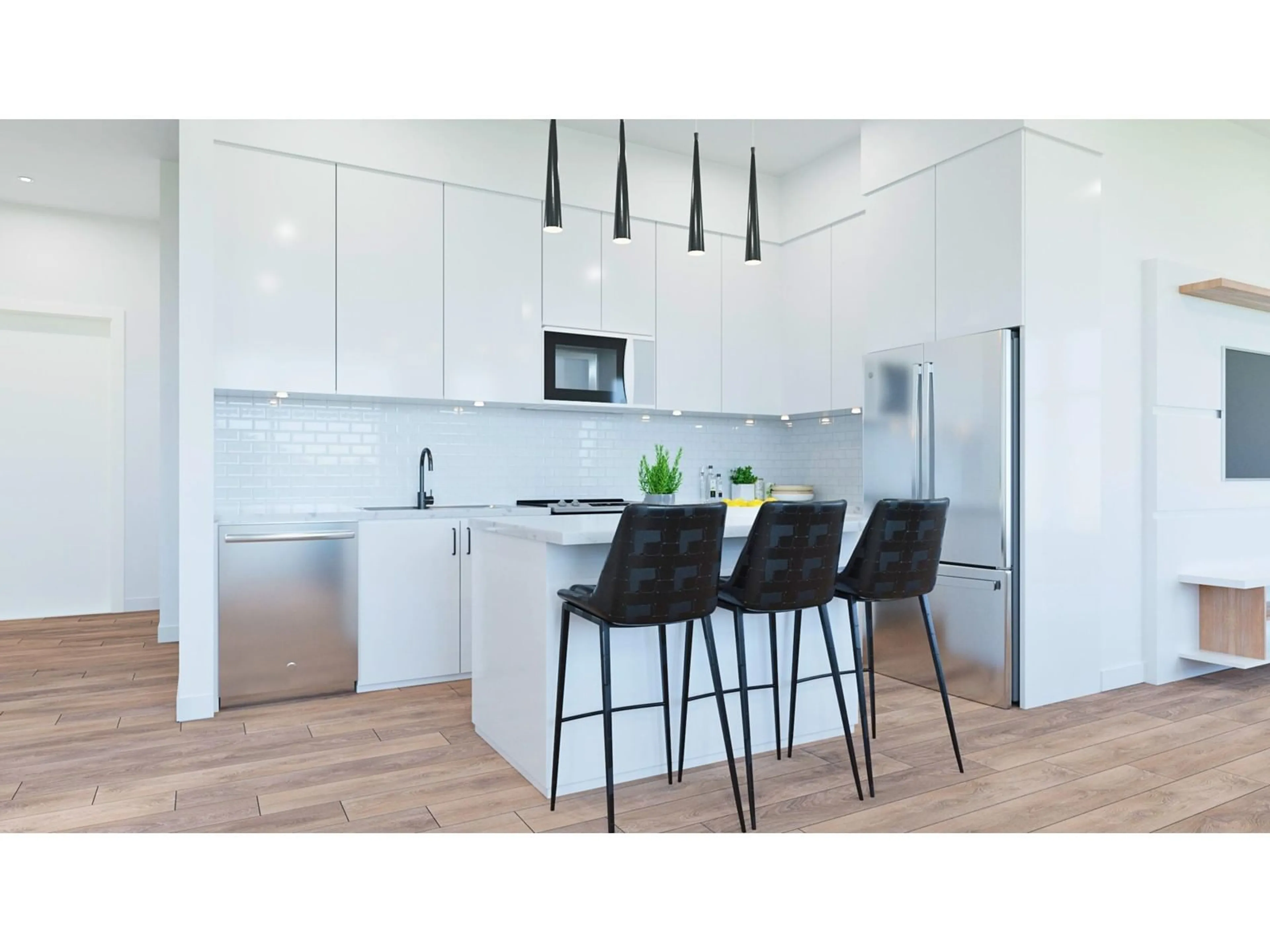 Open concept kitchen, wood/laminate floor for 305 - 185 175A, Surrey British Columbia V3S9S4