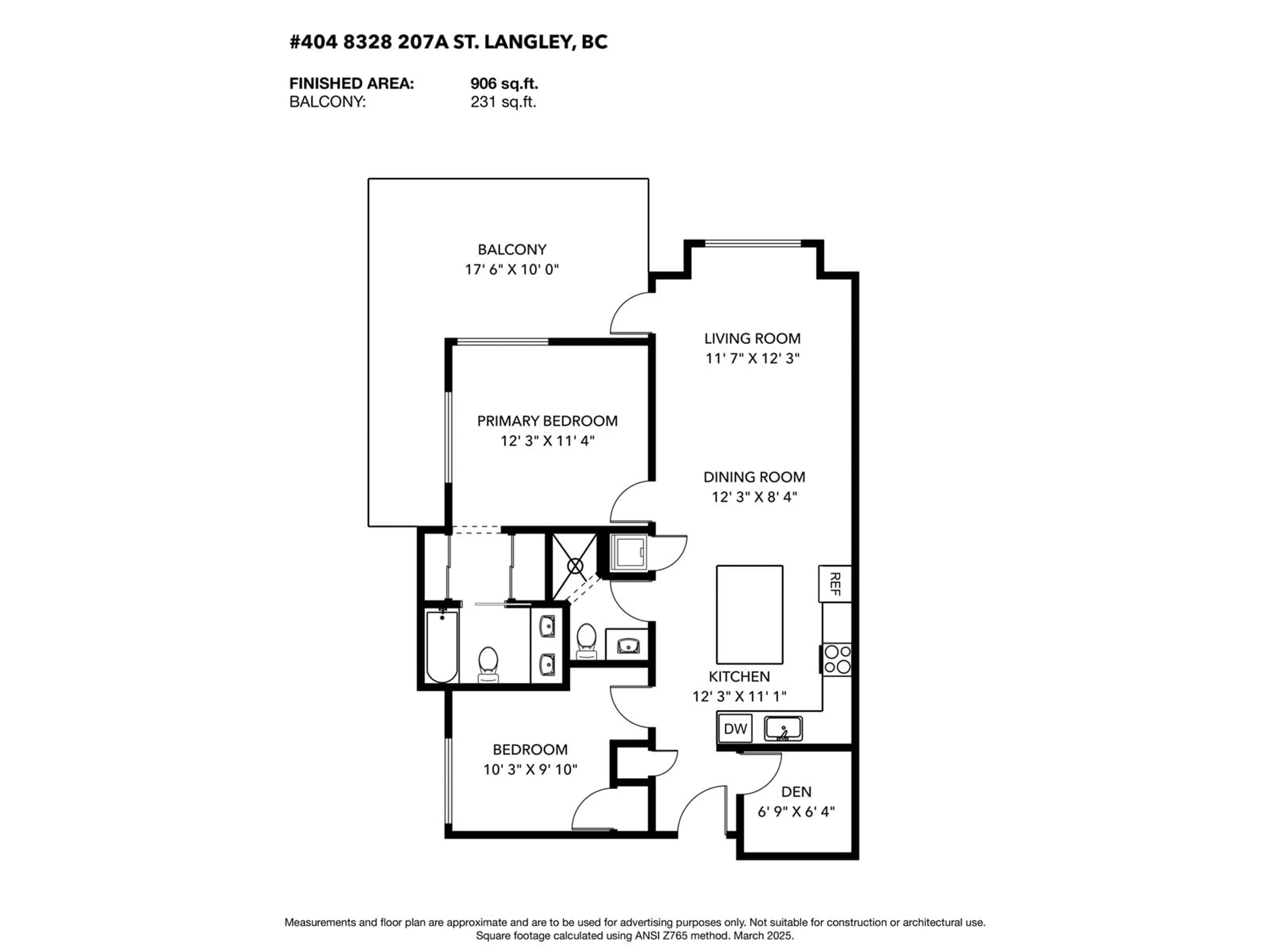 Floor plan for 404 - 8328 207A, Langley British Columbia V2Y0K5