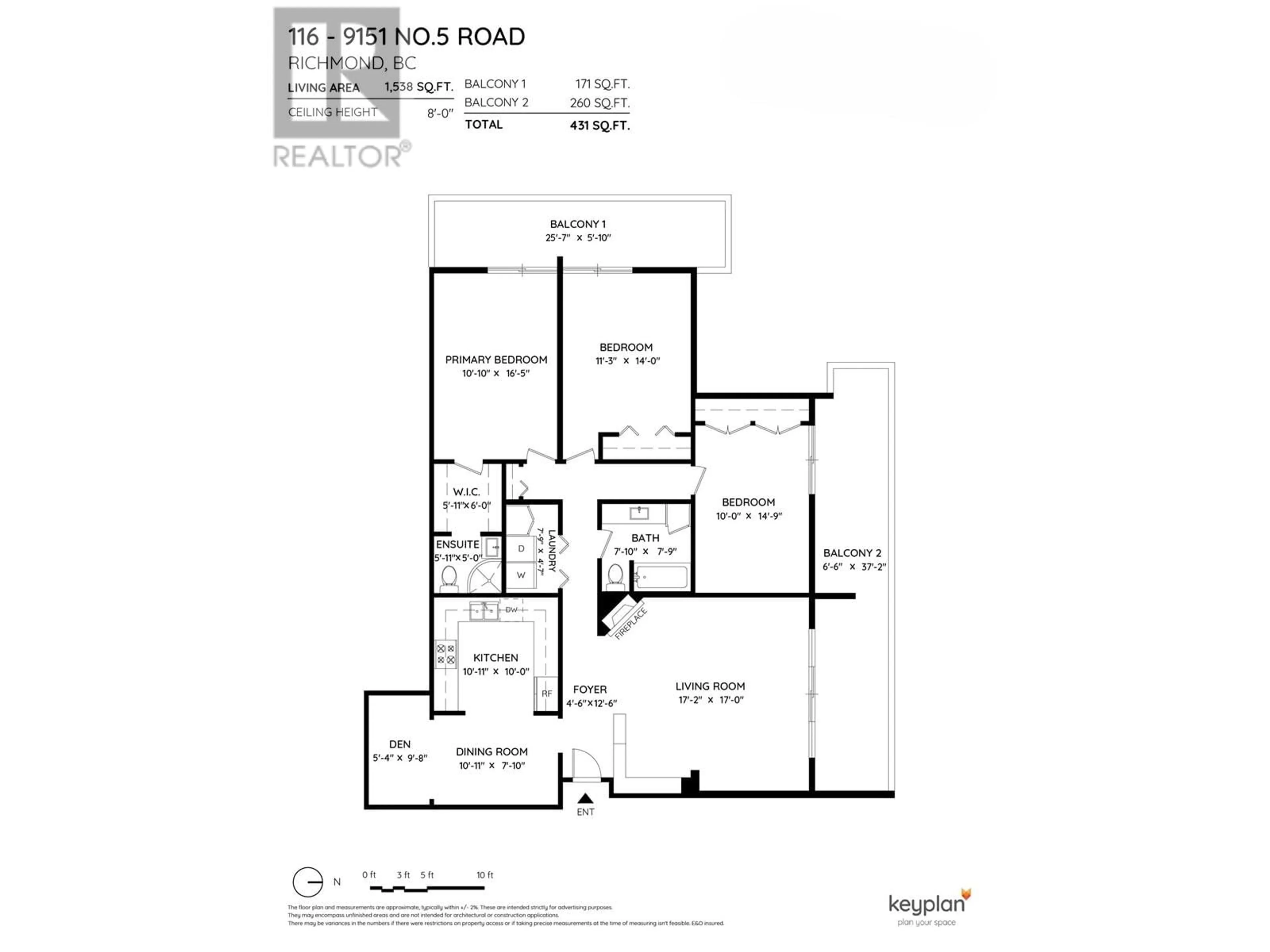 Floor plan for 116 - 9151 NO. 5 ROAD, Richmond British Columbia V7A4T9