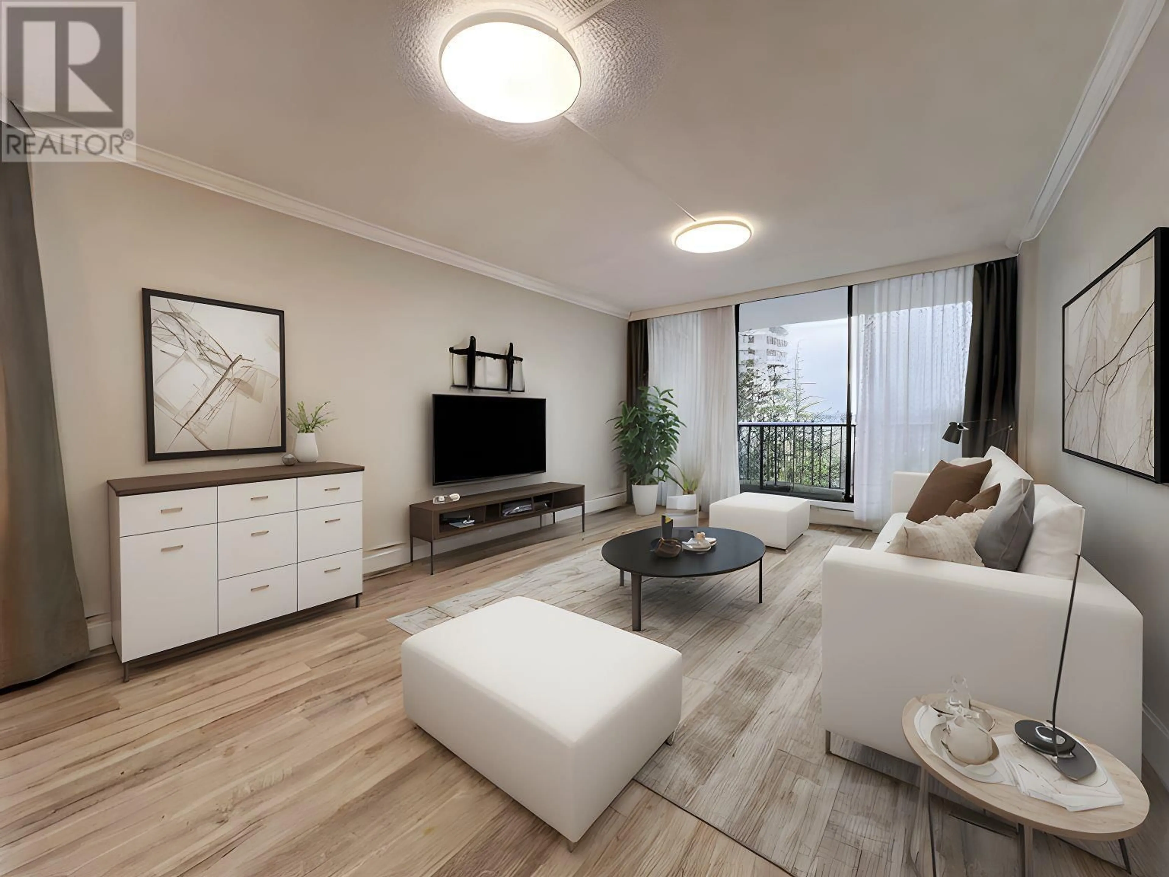 Living room with furniture, wood/laminate floor for 902 - 710 SEVENTH AVENUE, New Westminster British Columbia V3M5V3