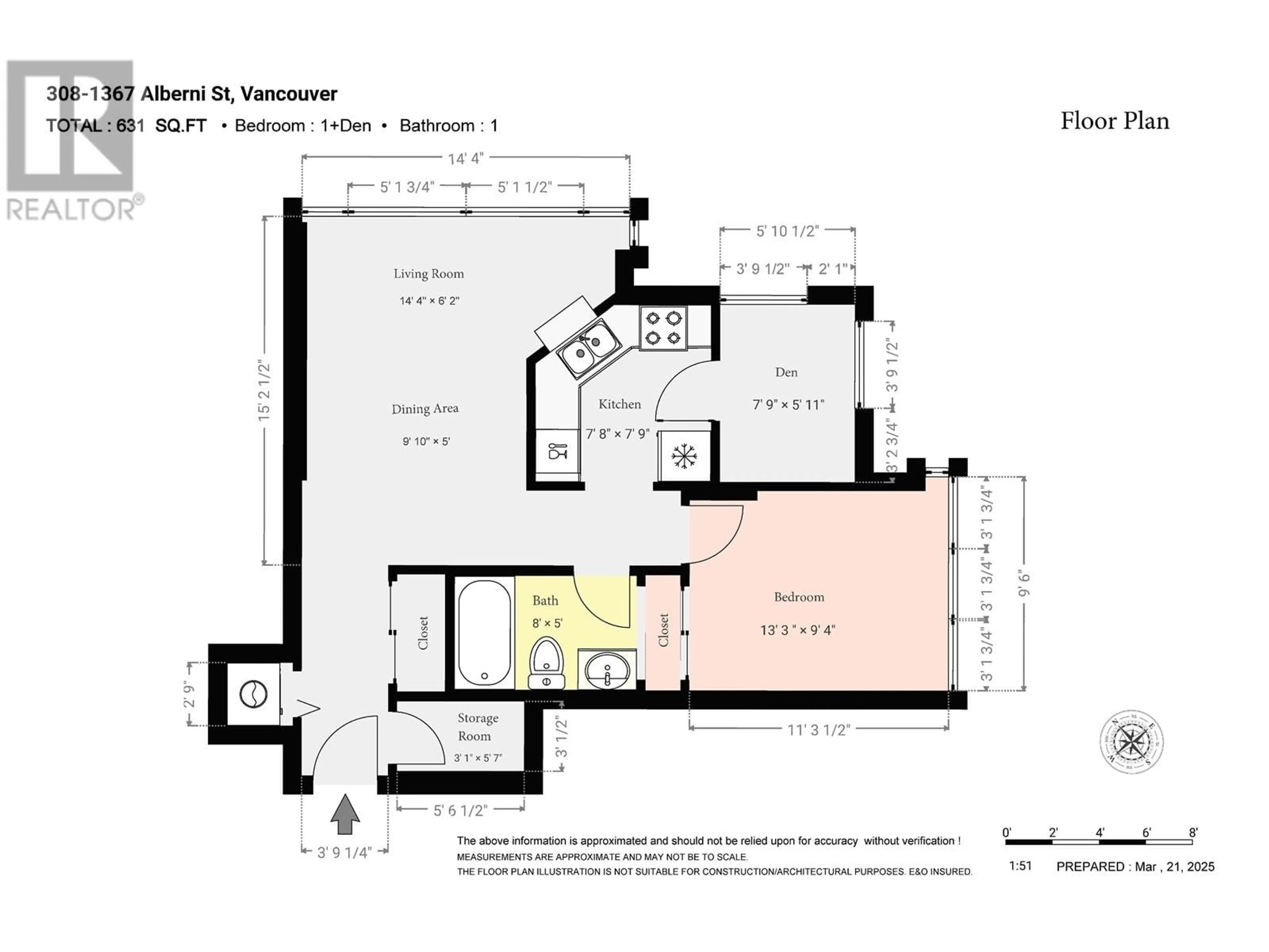 Floor plan for 308 - 1367 ALBERNI STREET, Vancouver British Columbia V6E4R9