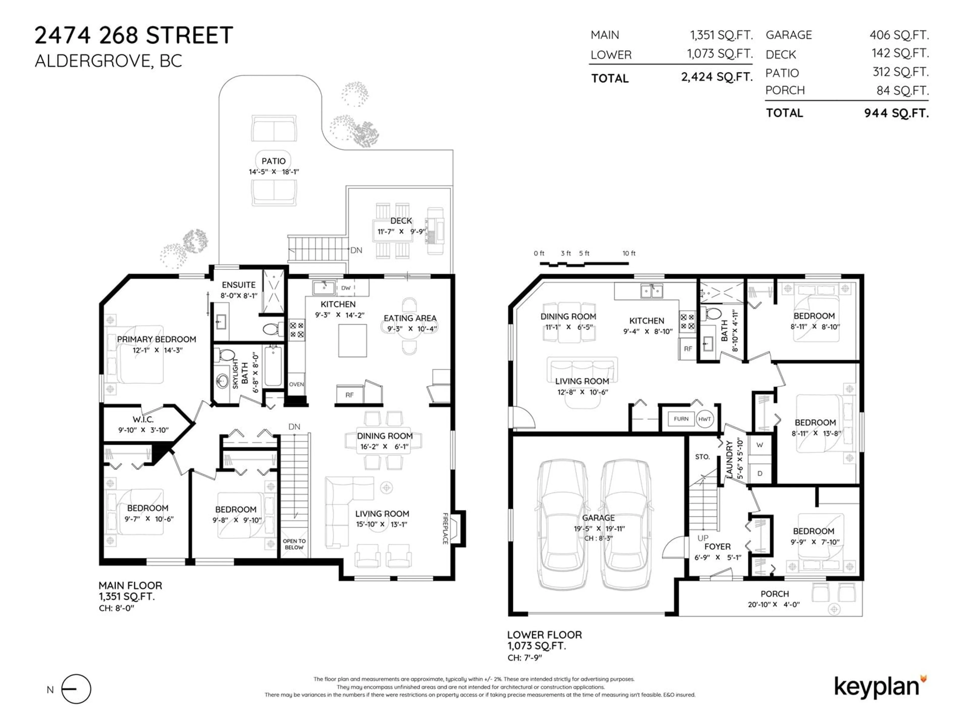 Floor plan for 2474 268, Langley British Columbia V4W2Y4