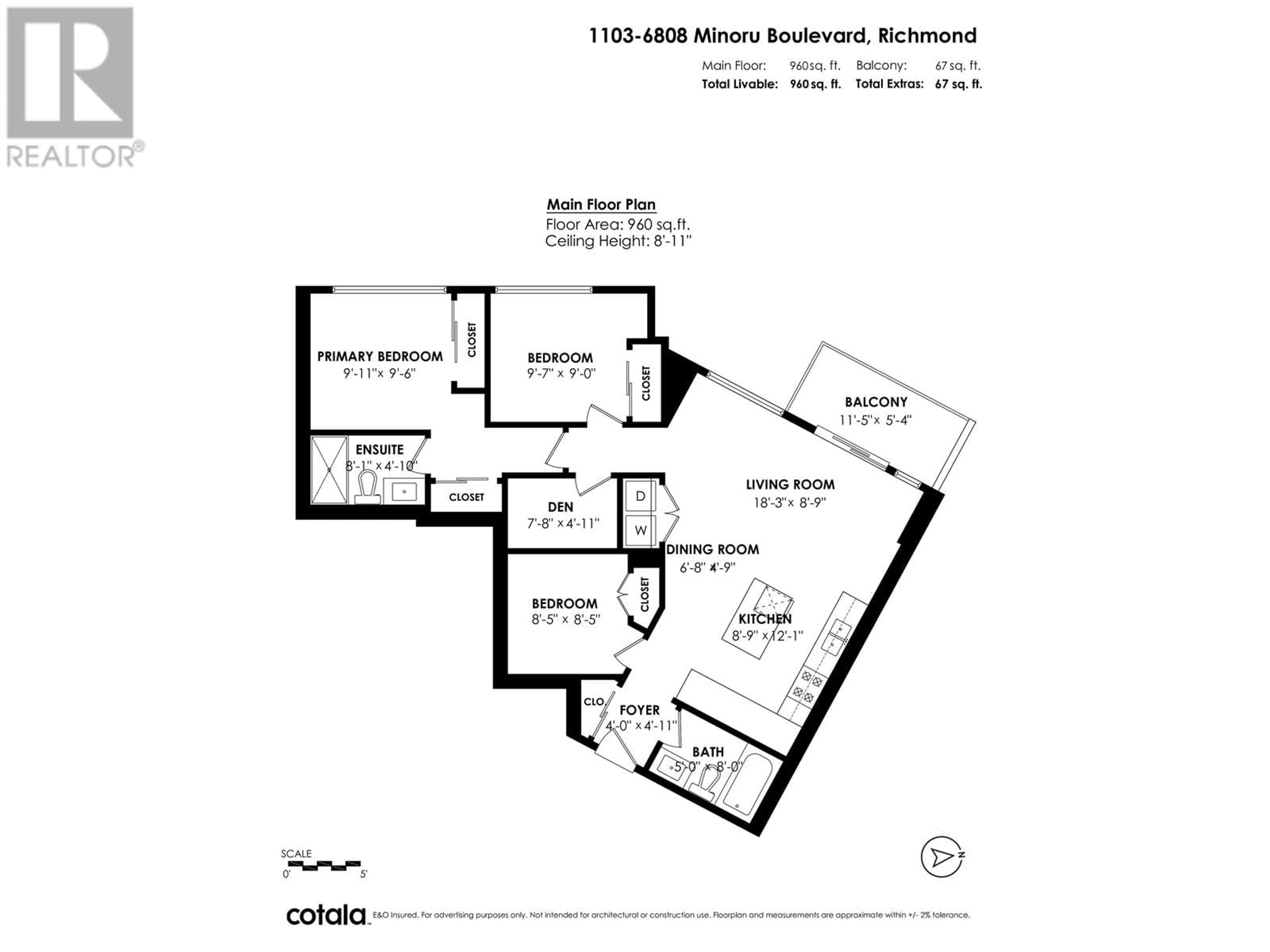 Floor plan for 1103 - 6808 MINORU BOULEVARD, Richmond British Columbia V6Y0M7