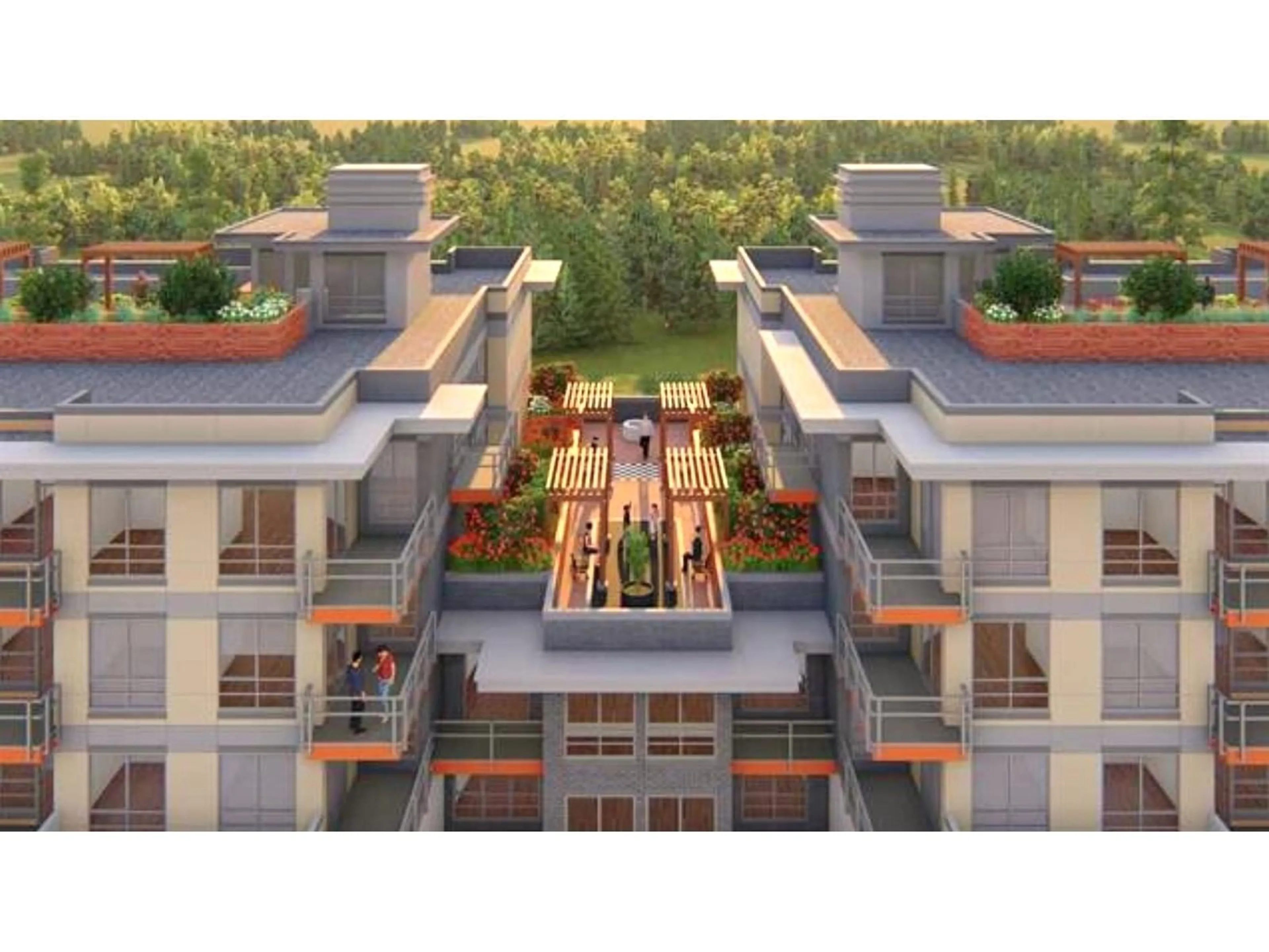 Patio, city buildings view from balcony for 103 - 10661 137A, Surrey British Columbia V3V3E7