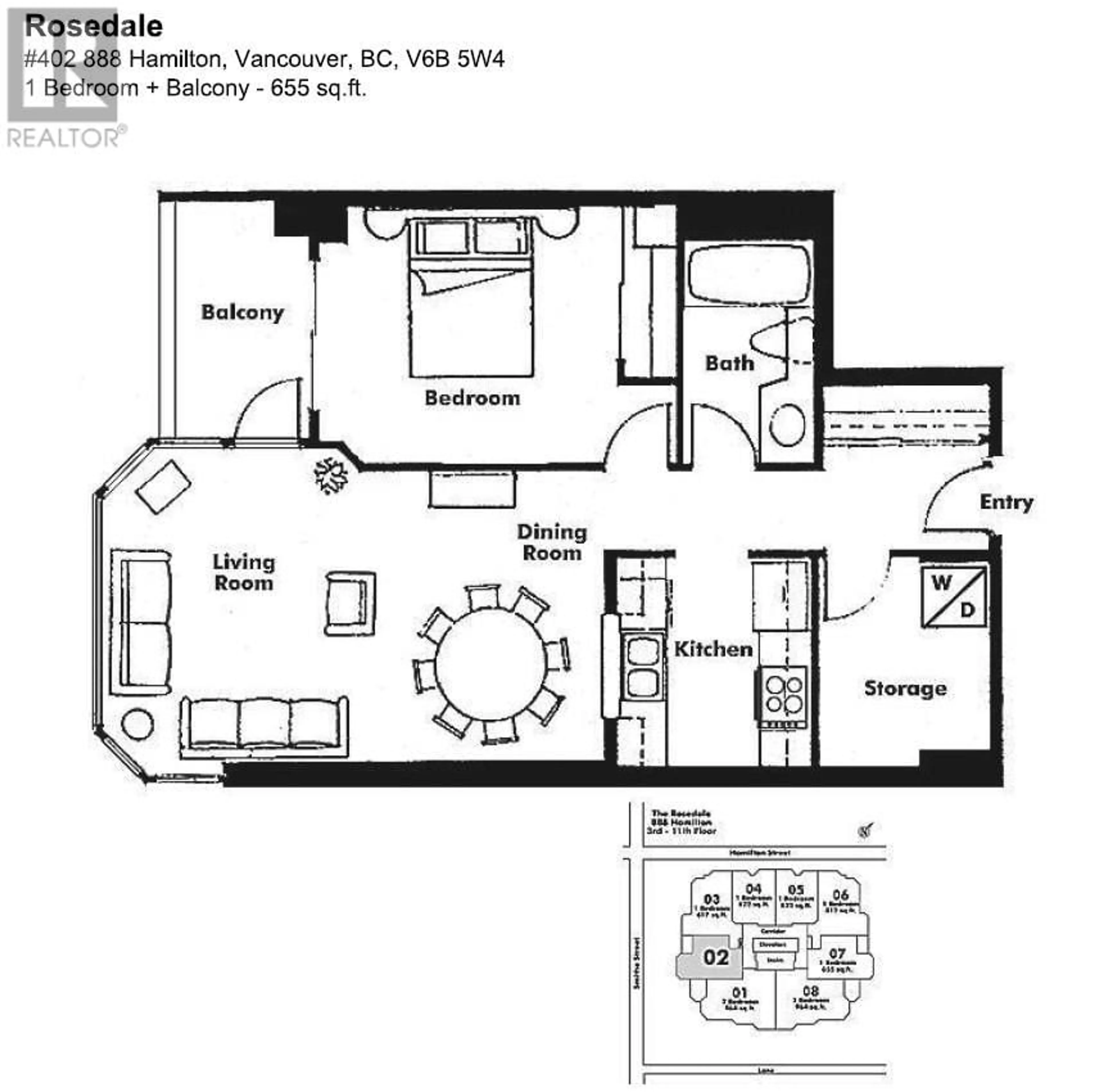 Floor plan for 402 - 888 HAMILTON STREET, Vancouver British Columbia V6B5W4