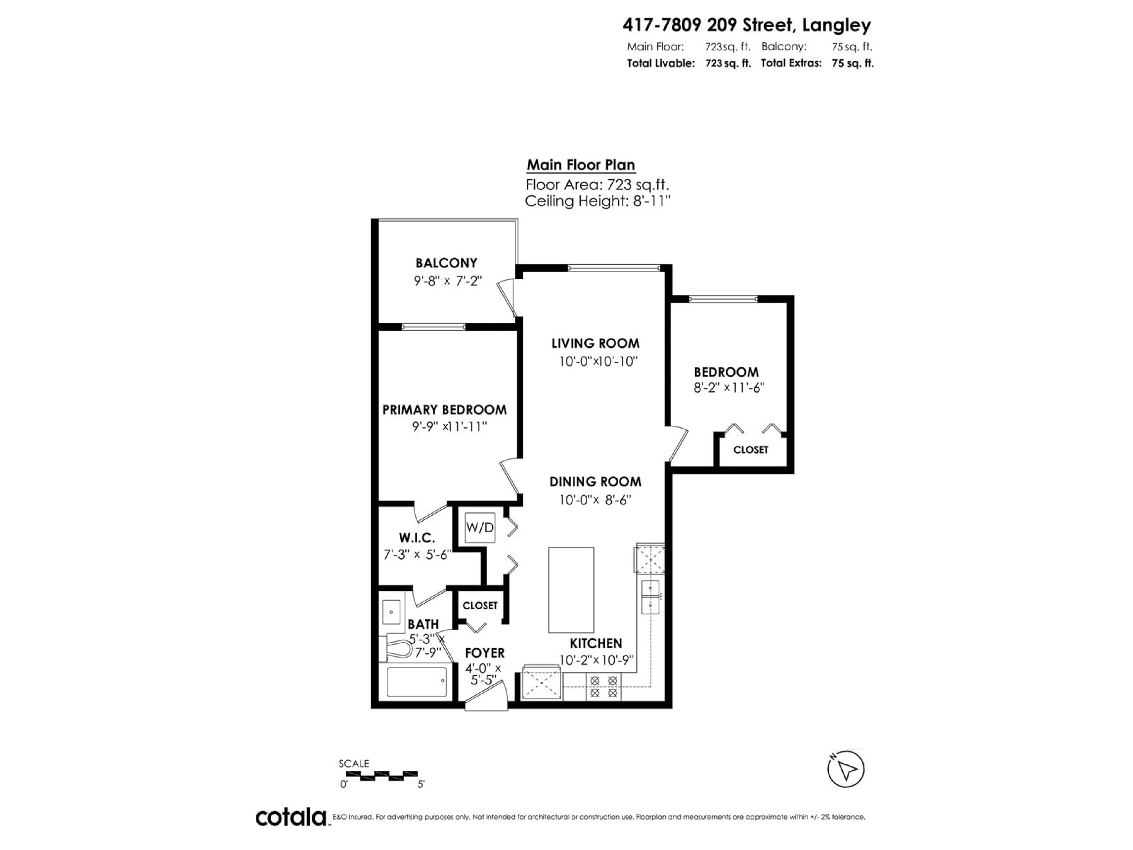 Floor plan for 417 - 7809 209, Langley British Columbia V2Y3N6