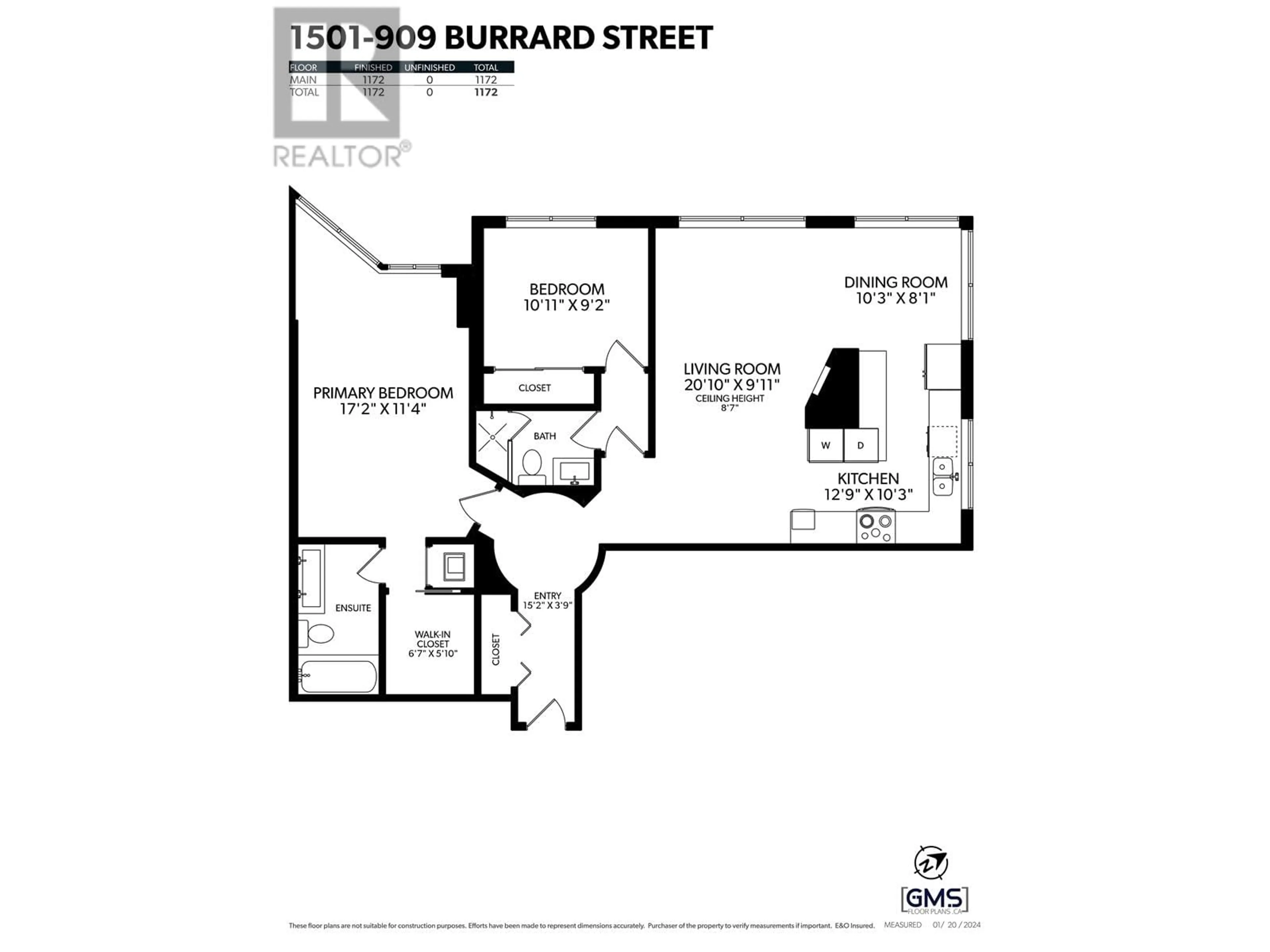 Floor plan for 1501 - 909 BURRARD STREET, Vancouver British Columbia V6Z2N2
