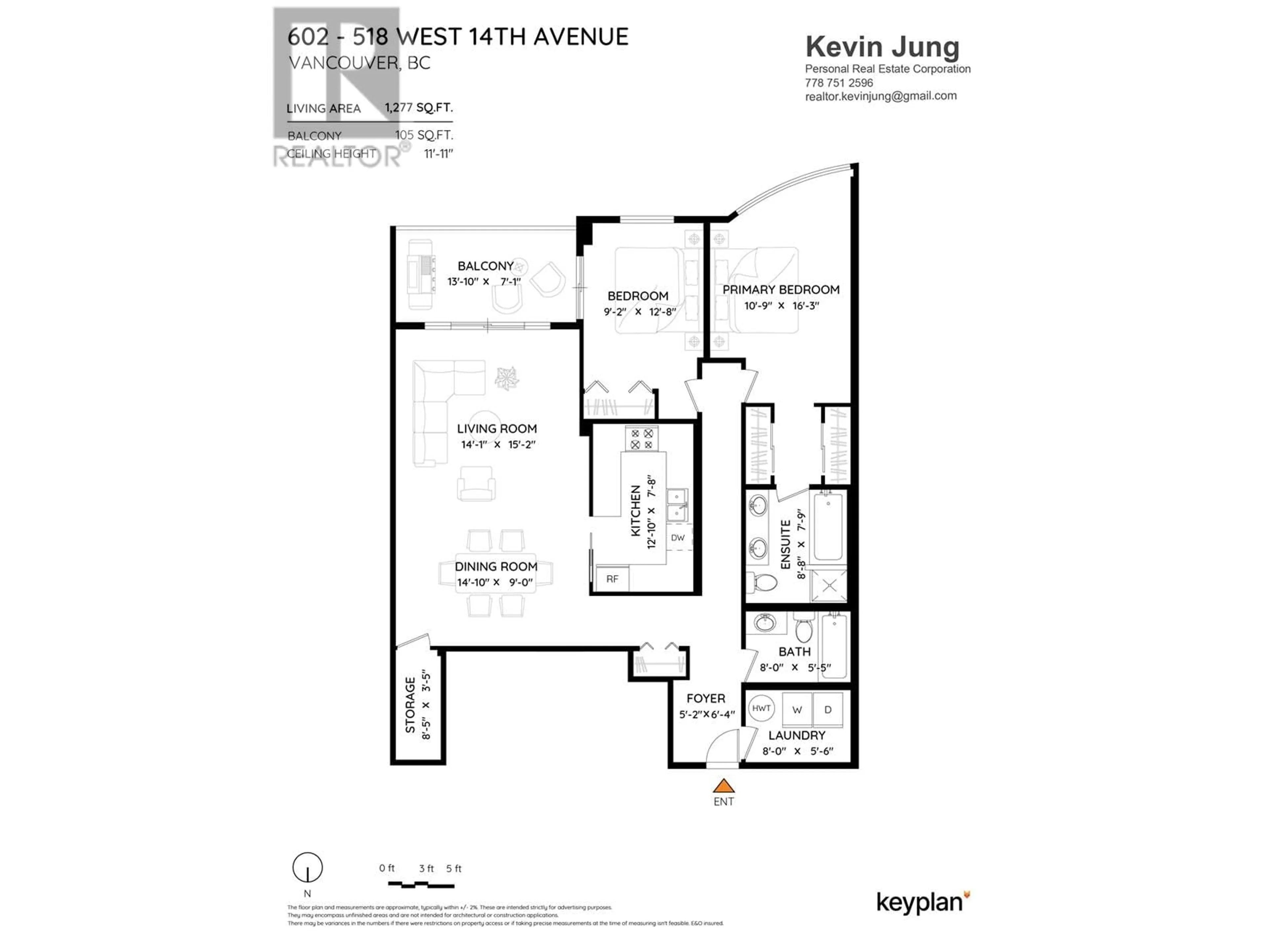 Floor plan for 602 - 518 14TH AVENUE, Vancouver British Columbia V5Z4N5