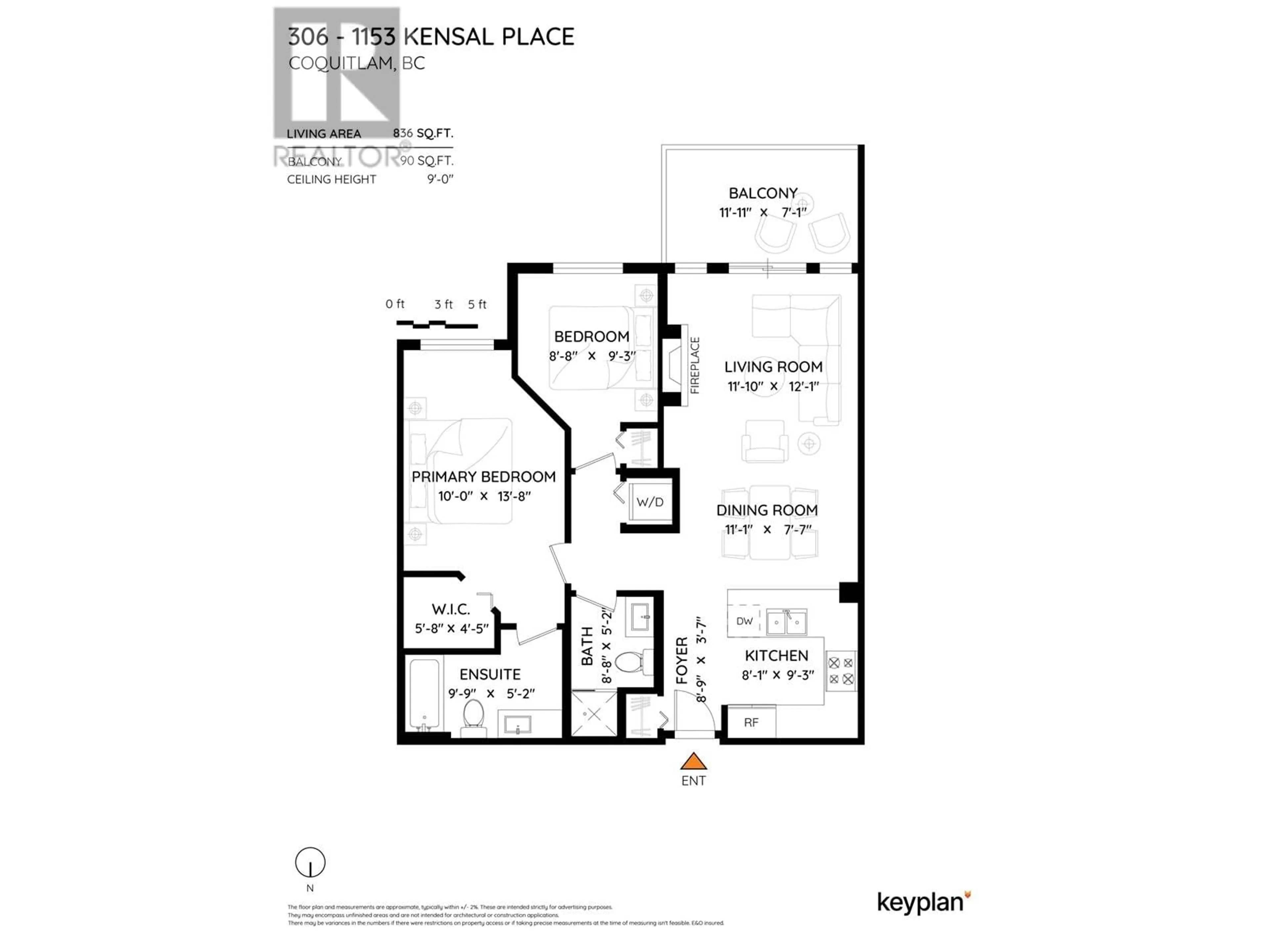 Floor plan for 306 - 1153 KENSAL PLACE, Coquitlam British Columbia V3B0G8
