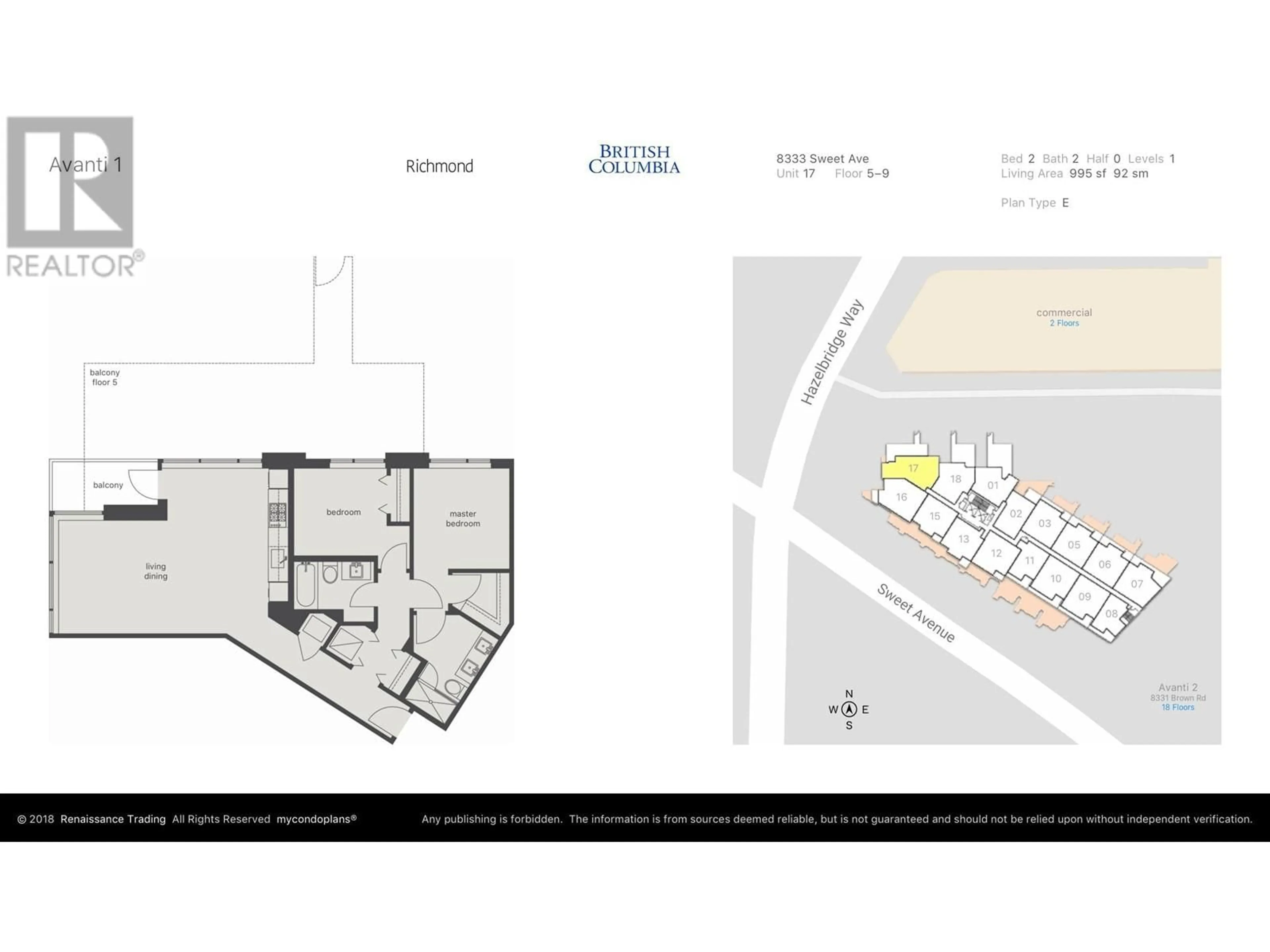 Floor plan for 717 8333 SWEET AVENUE, Richmond British Columbia V6X0P4