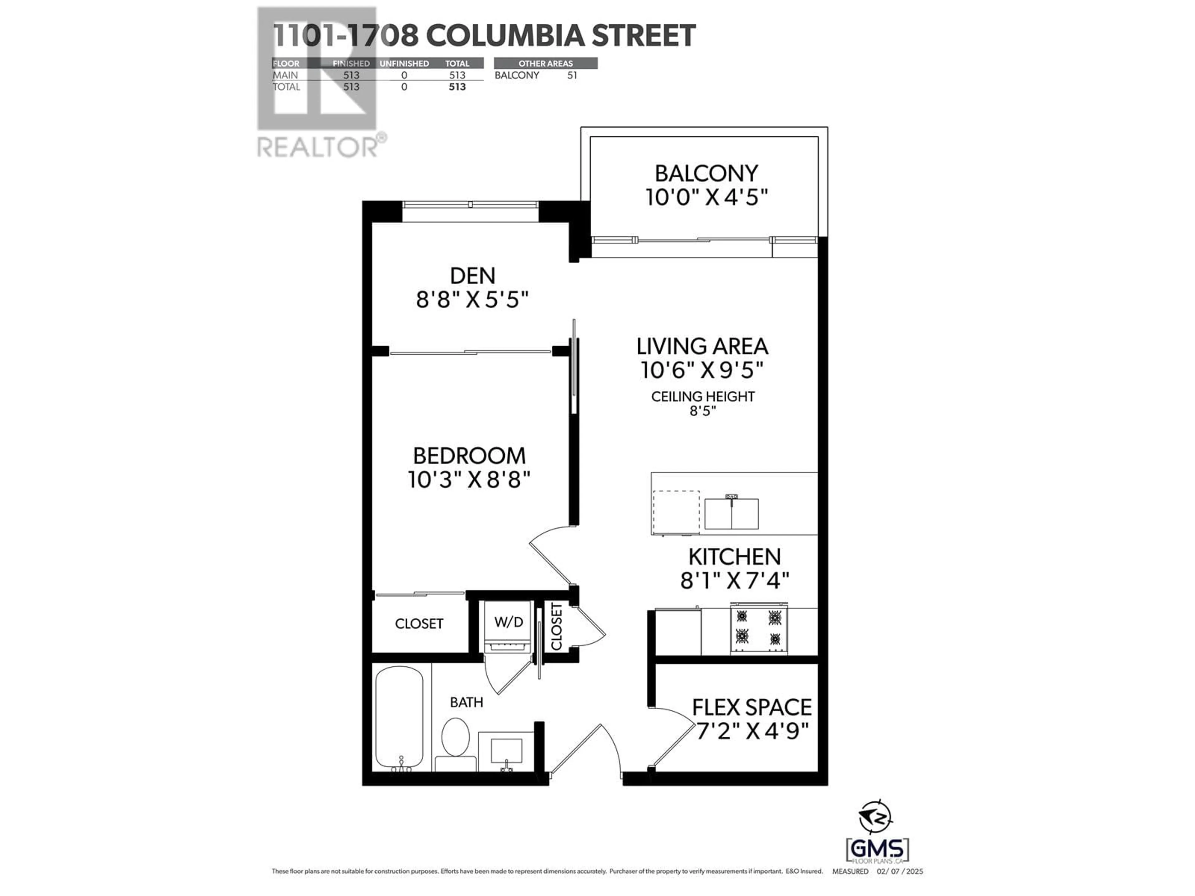 Floor plan for 1101 - 1708 COLUMBIA STREET, Vancouver British Columbia V5Y0H7
