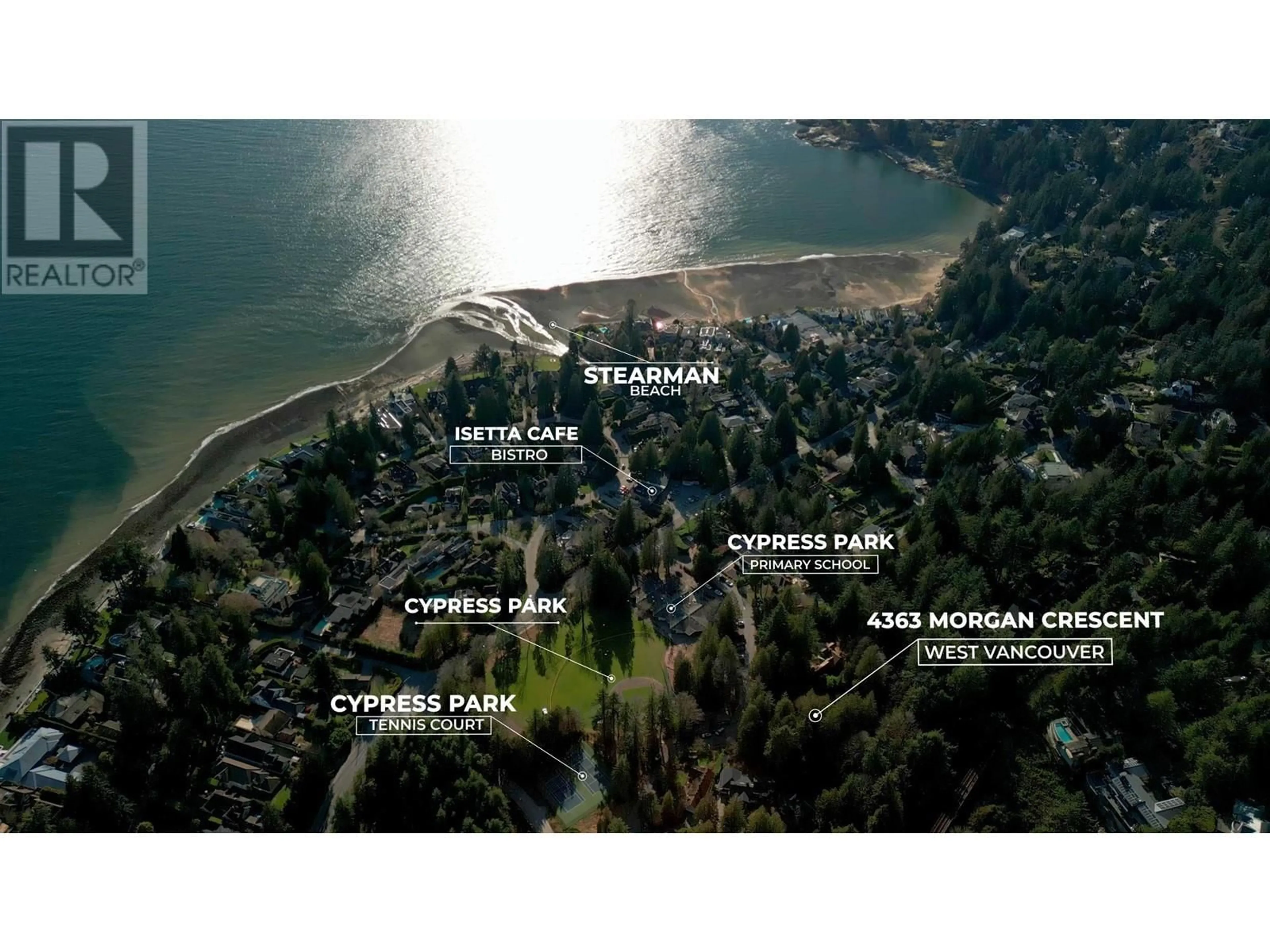A pic from outside/outdoor area/front of a property/back of a property/a pic from drone, water/lake/river/ocean view for 4363 MORGAN CRESCENT, West Vancouver British Columbia V7V2P1
