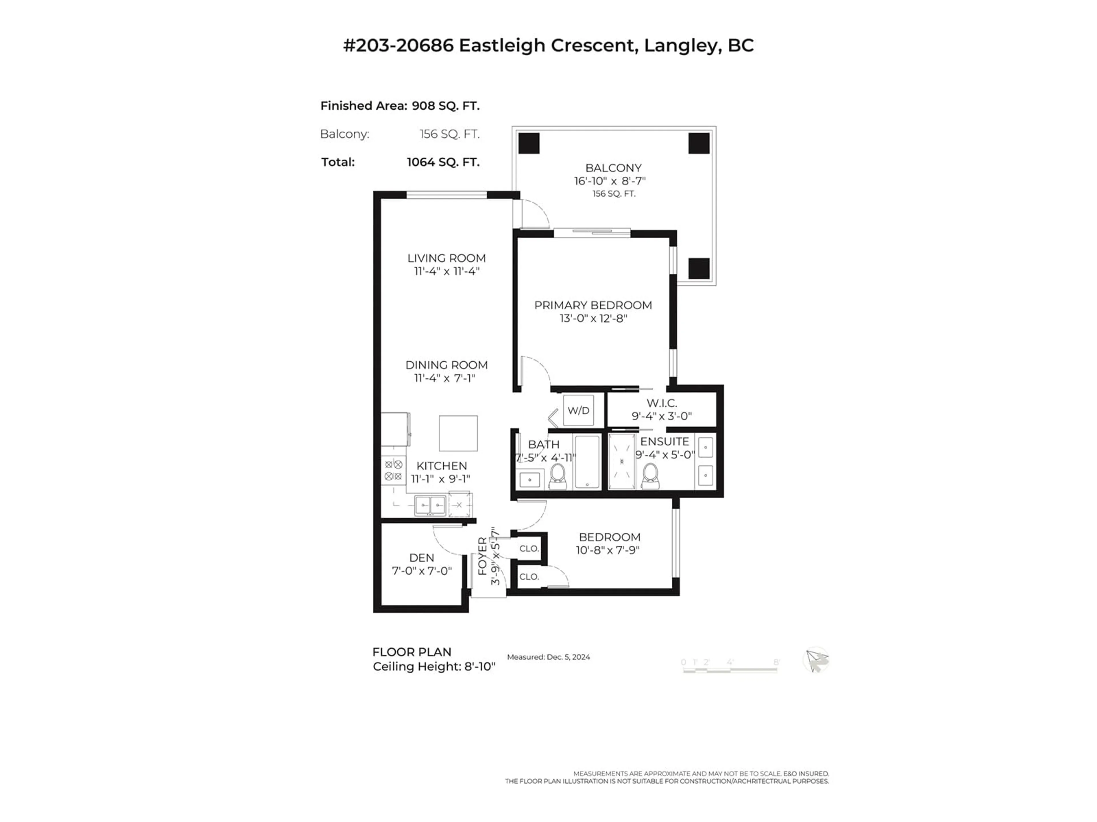 Floor plan for 203 - 20686 EASTLEIGH, Langley British Columbia V3A0M4
