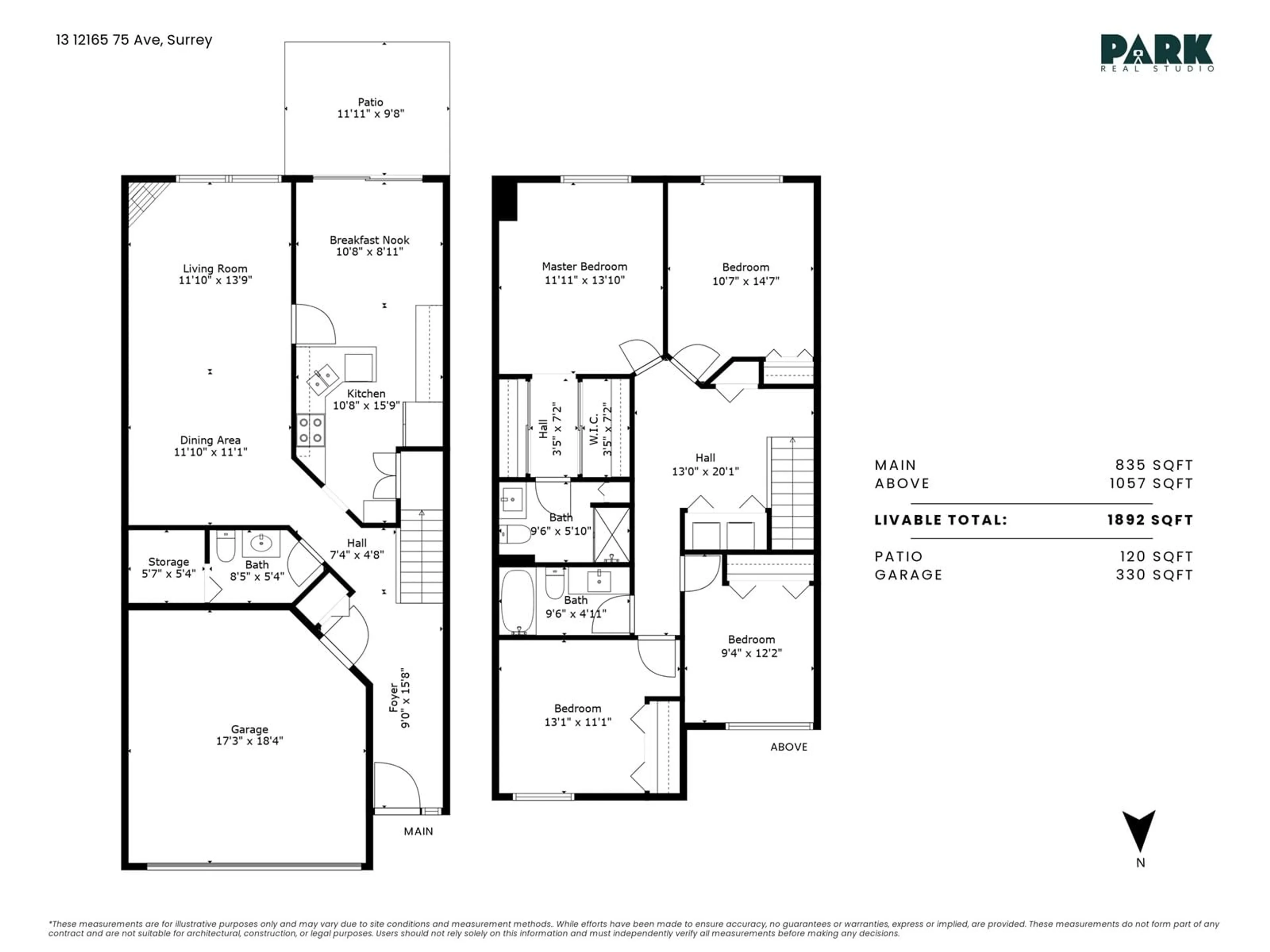 Floor plan for 13 - 12165 75, Surrey British Columbia V3W0N7