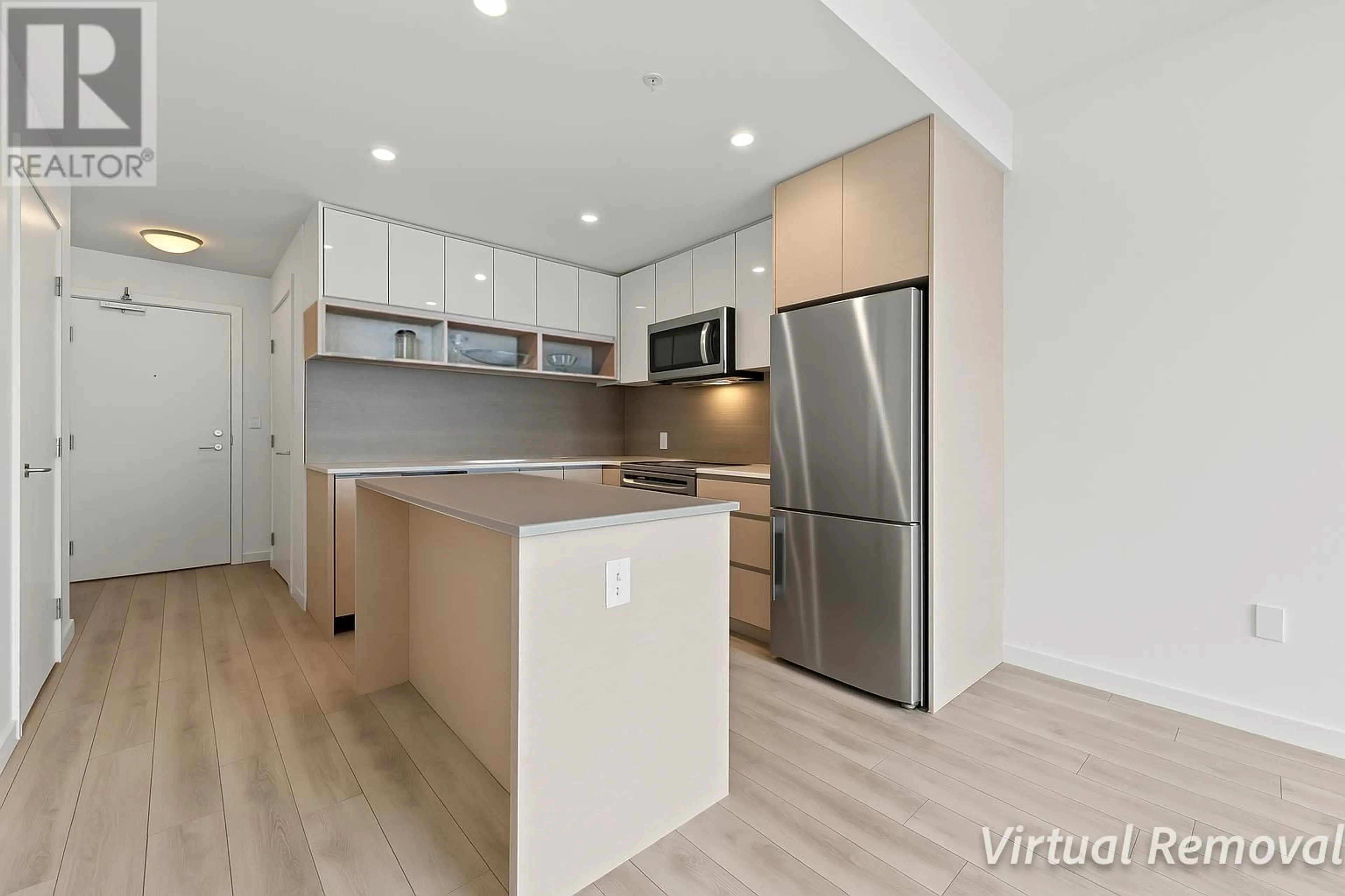 Open concept kitchen, wood/laminate floor for 1109 - 8850 UNIVERSITY CRESCENT, Burnaby British Columbia V5A4Y8
