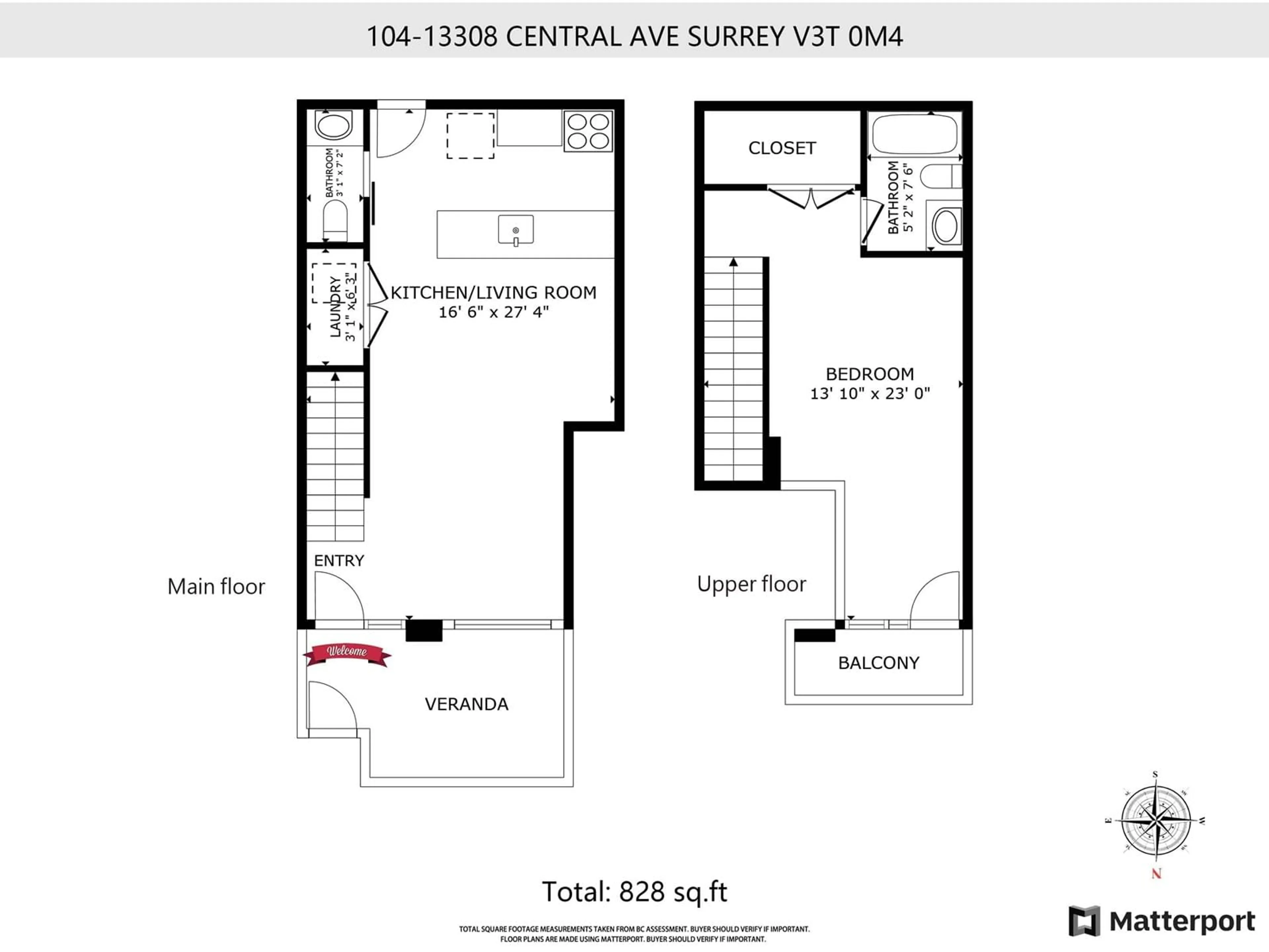 Floor plan for 104 - 13308 CENTRAL, Surrey British Columbia V3T0M4