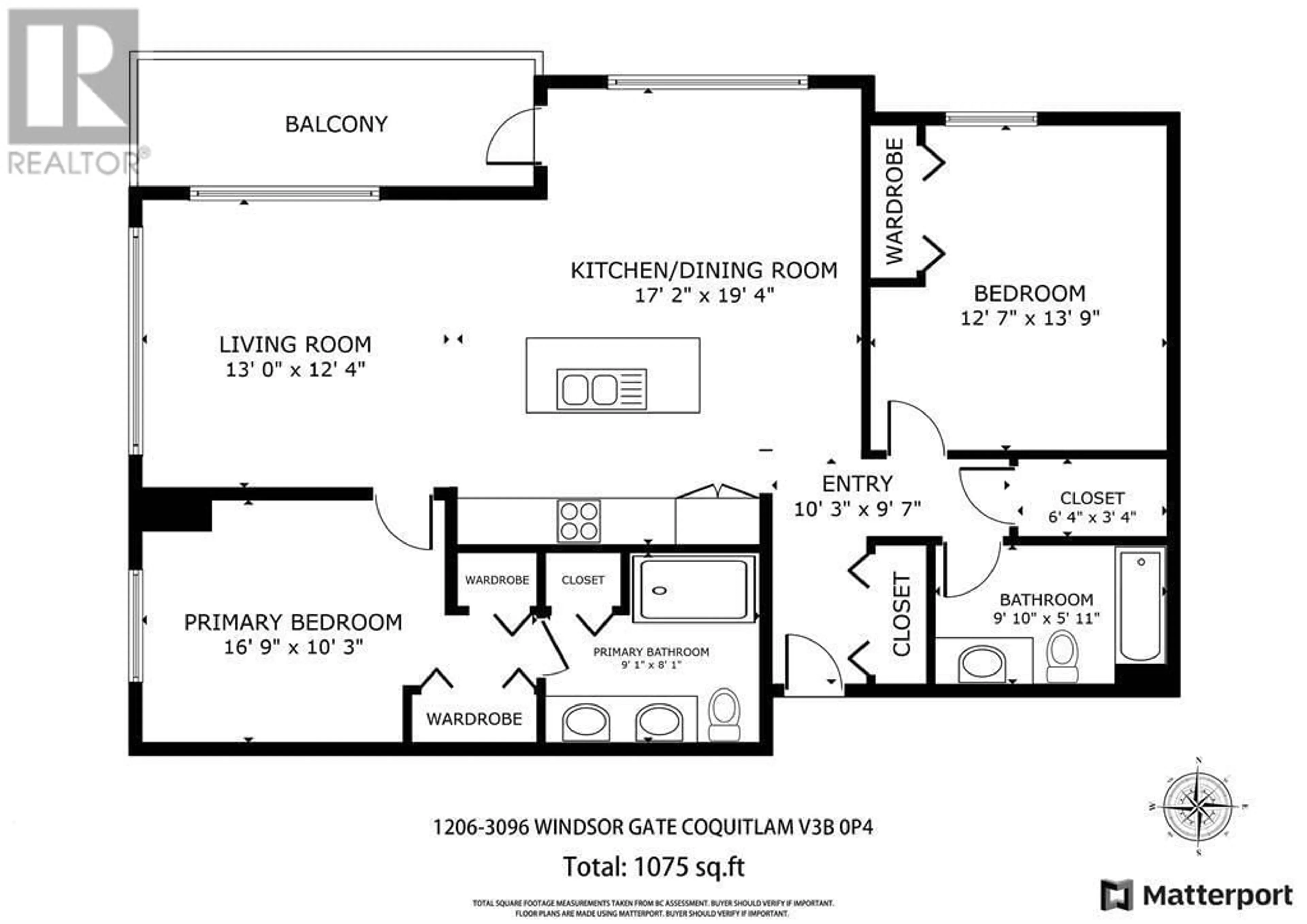Floor plan for 1206 - 3096 WINDSOR GATE, Coquitlam British Columbia V3B0P4