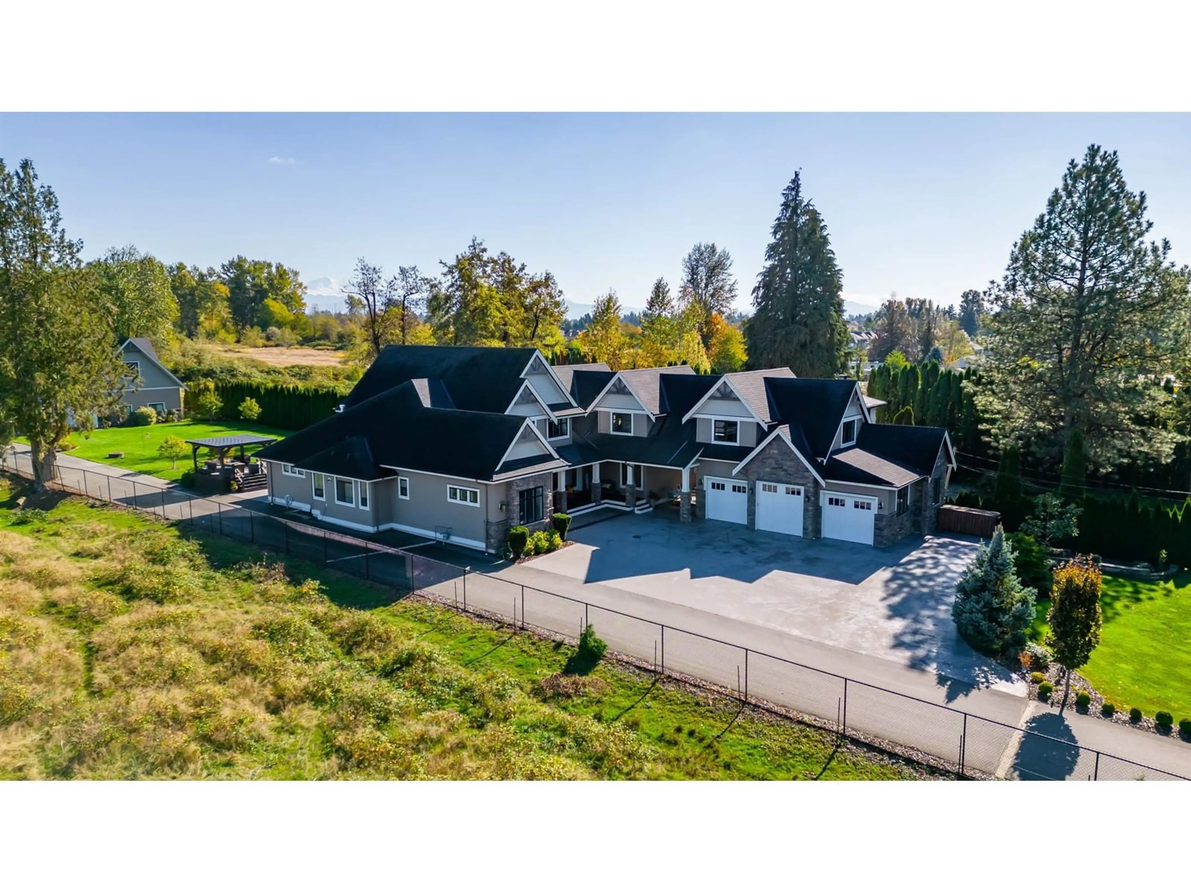 A pic from outside/outdoor area/front of a property/back of a property/a pic from drone, water/lake/river/ocean view for 3598 272, Langley British Columbia V4W1R6