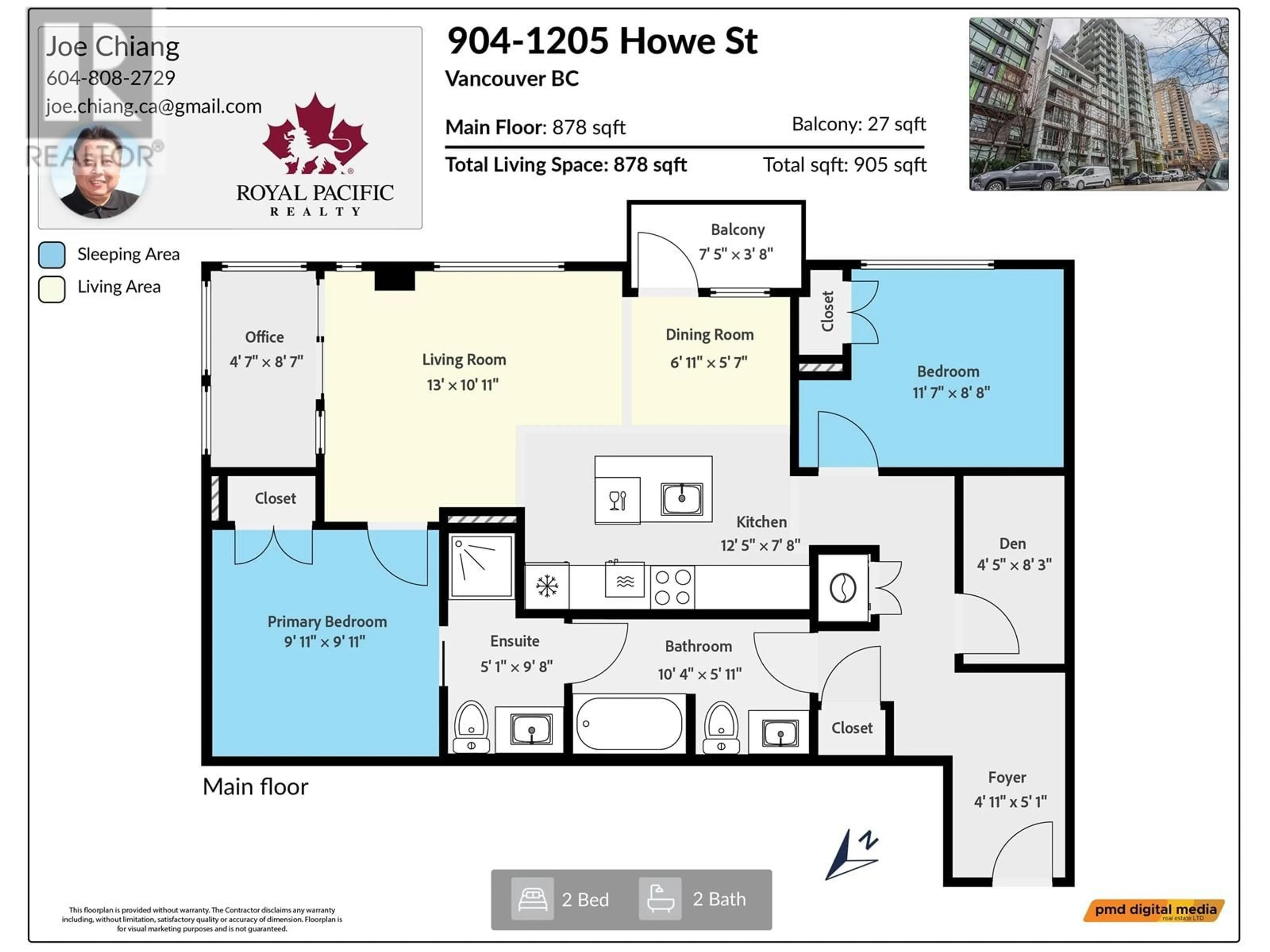 Floor plan for 904 - 1205 HOWE STREET, Vancouver British Columbia V6Z0B6