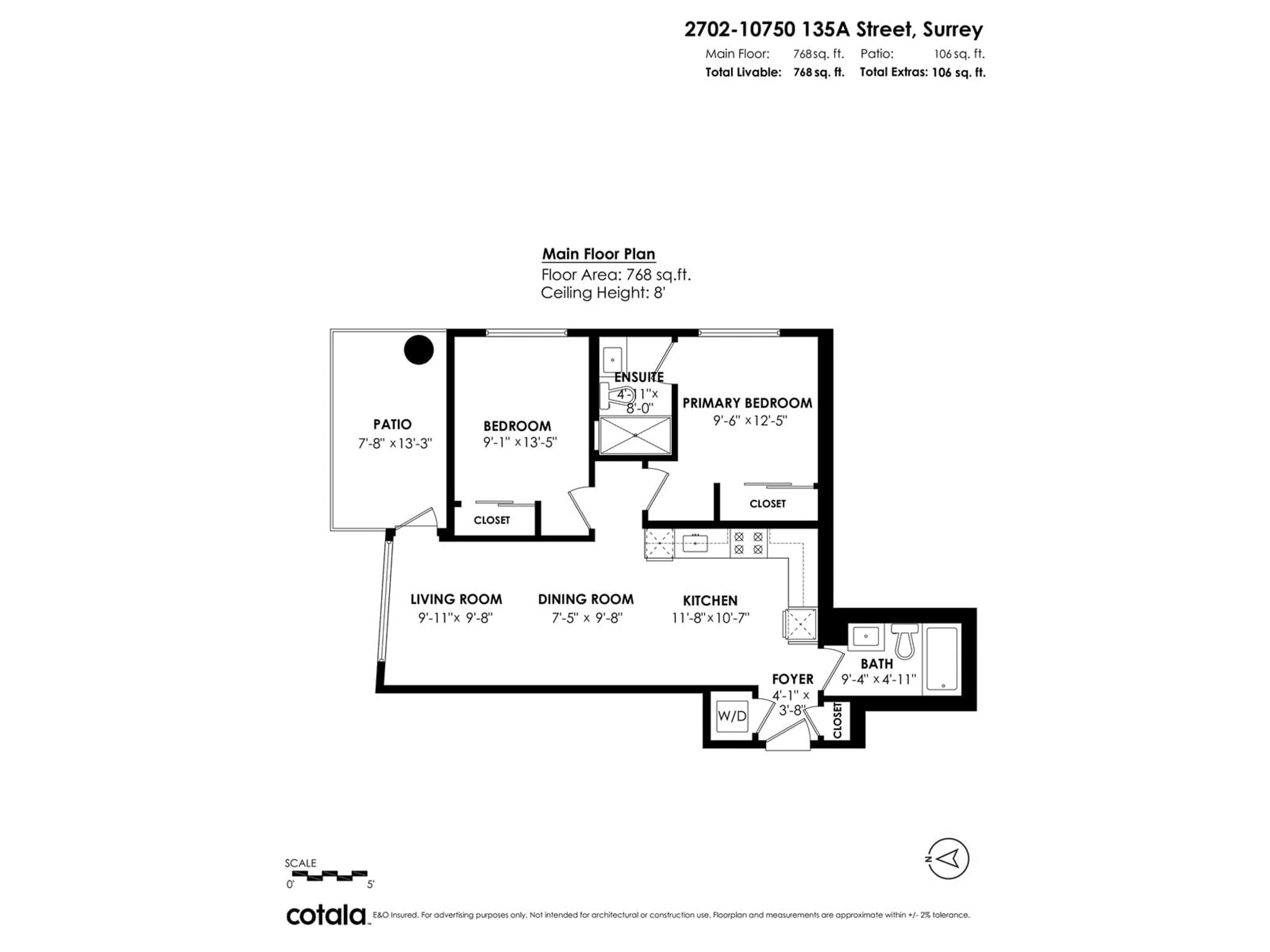 Floor plan for 2702 - 10750 135A, Surrey British Columbia V3T0V4