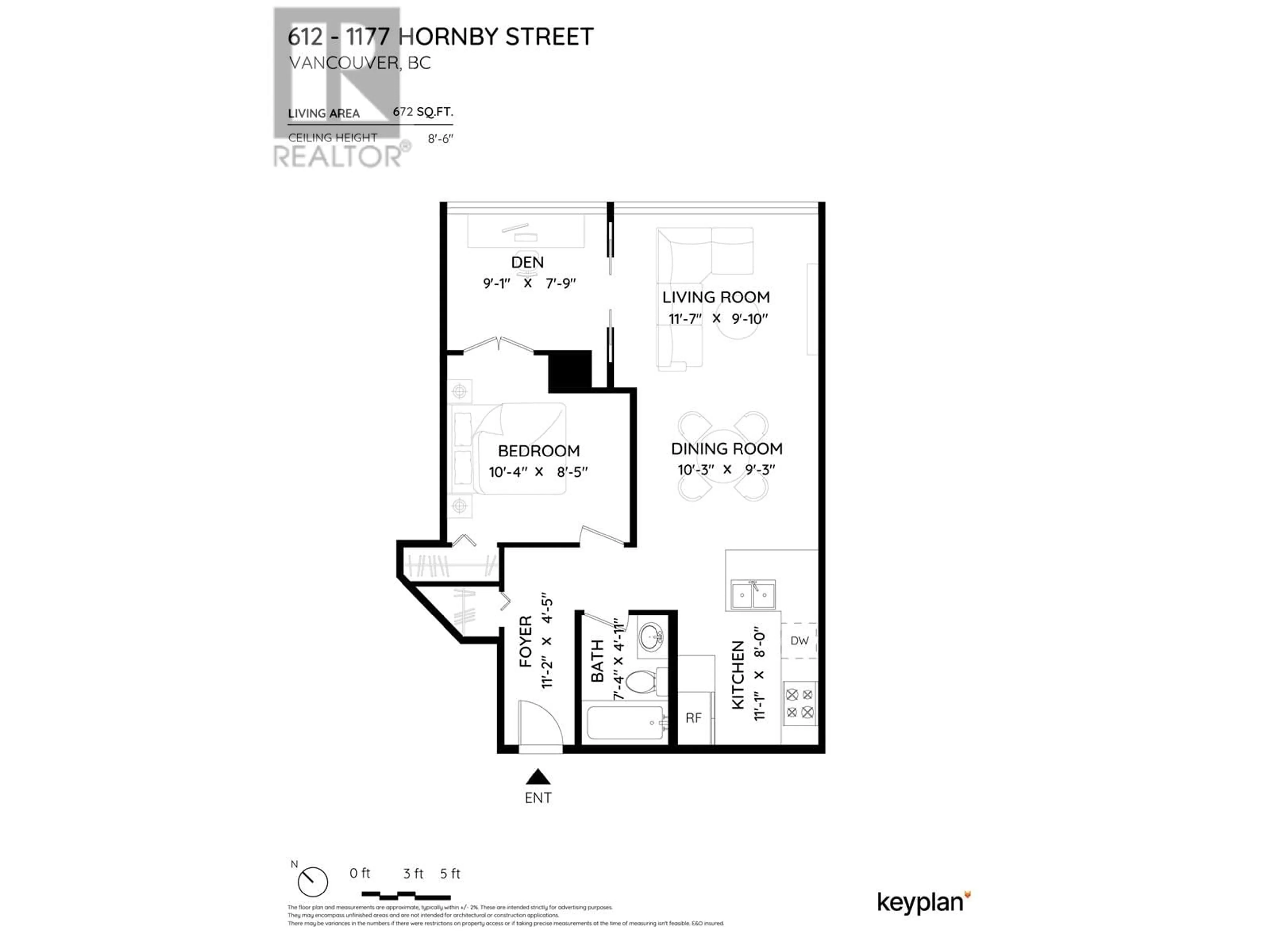 Floor plan for 612 - 1177 HORNBY STREET, Vancouver British Columbia V6Z2E9