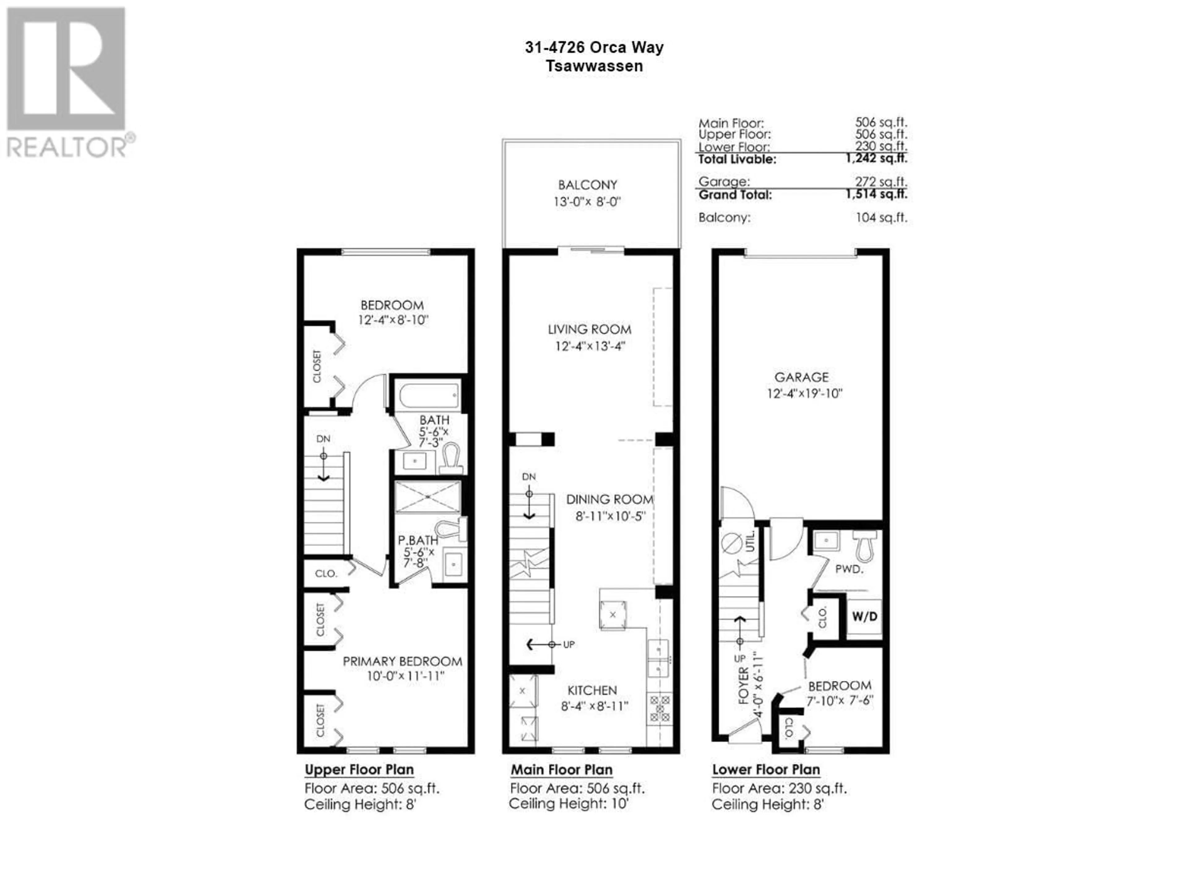 Floor plan for 31 - 4726 ORCA WAY, Tsawwassen British Columbia V4M0E7