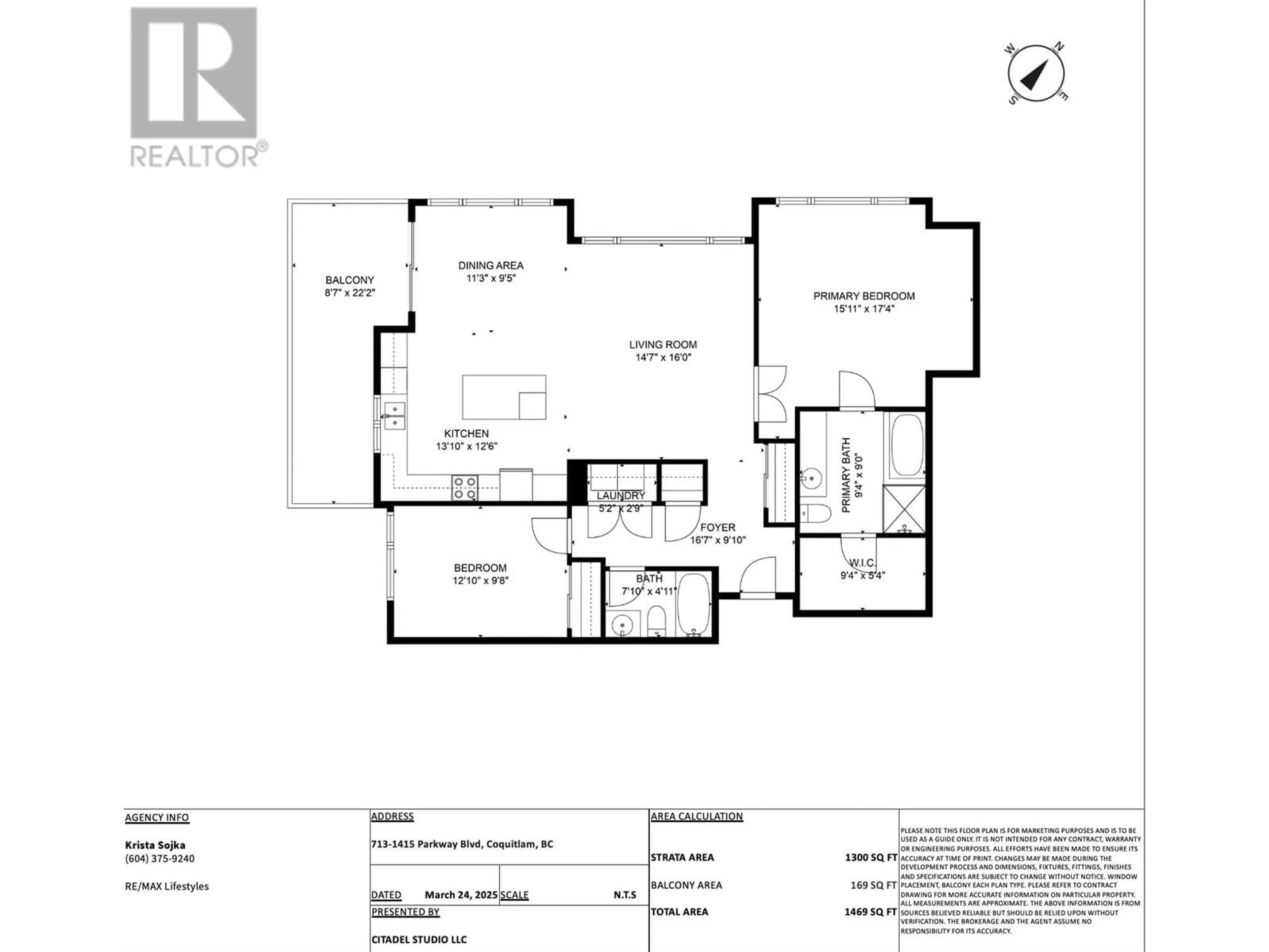 Floor plan for 713 - 1415 PARKWAY BOULEVARD, Coquitlam British Columbia V3E0C7