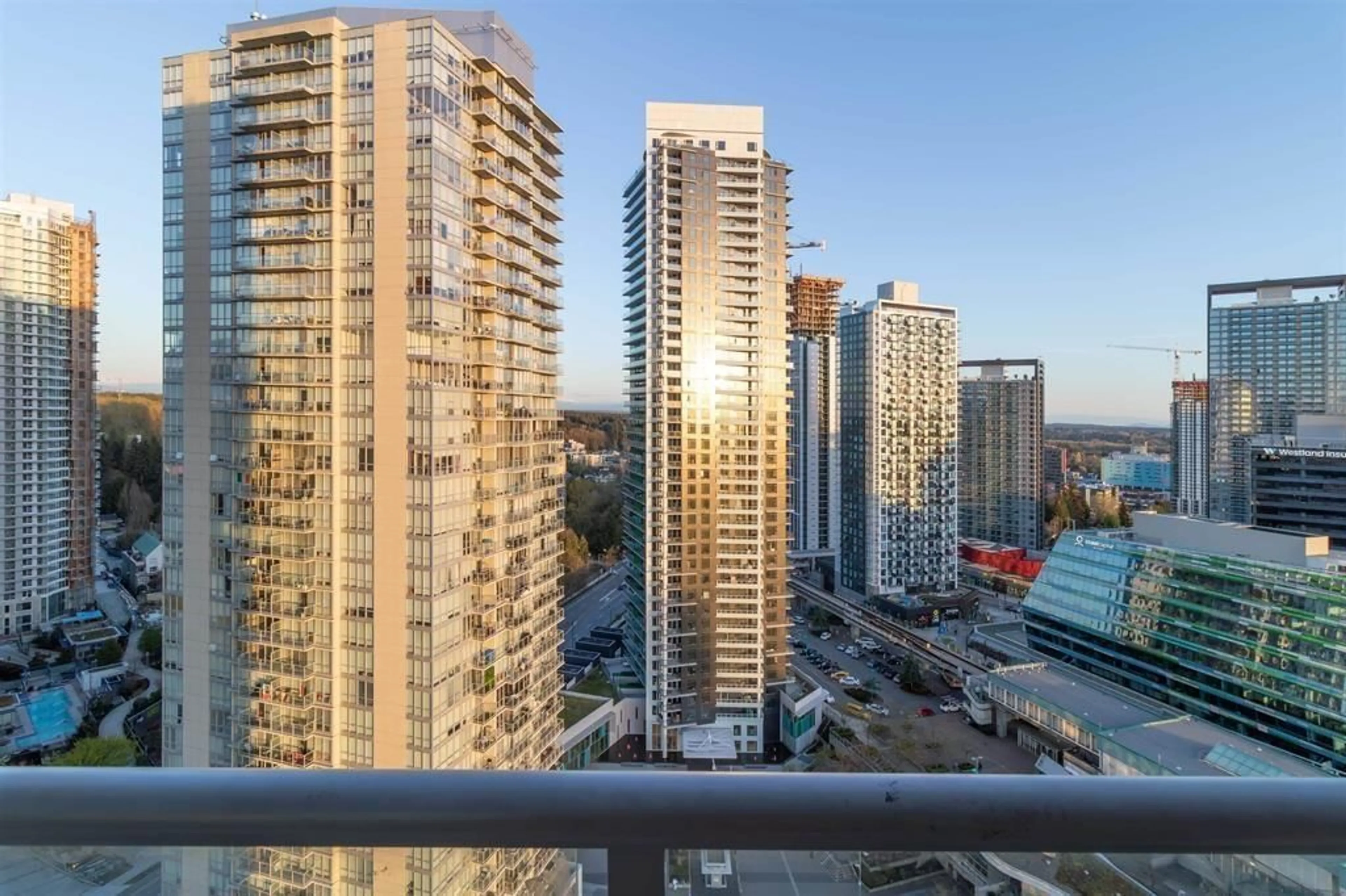 Balcony in the apartment, city buildings view from balcony for 2407 - 13618 100, Surrey British Columbia V3T0A8