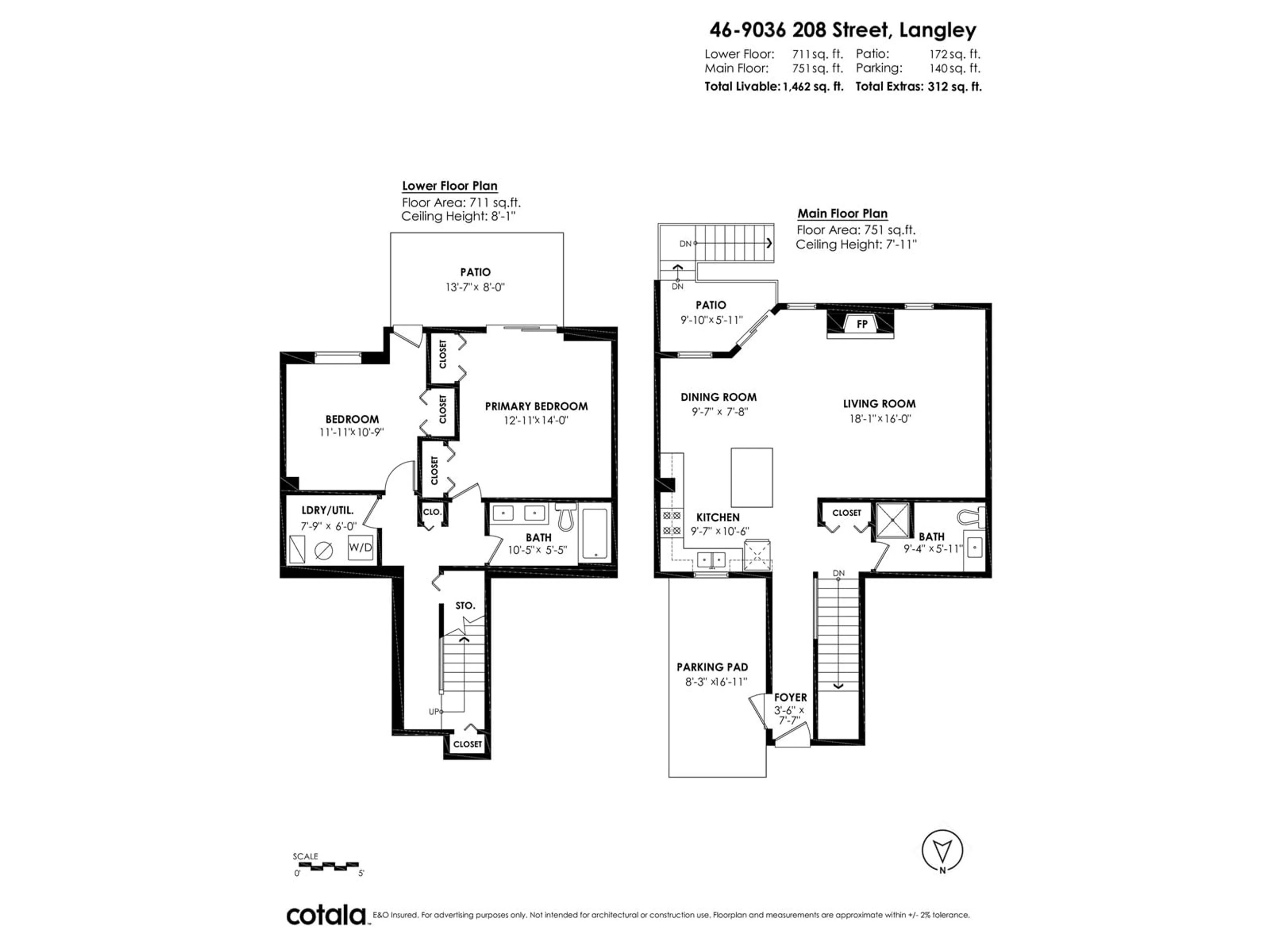 Floor plan for 46 - 9036 208, Langley British Columbia V1M3L4