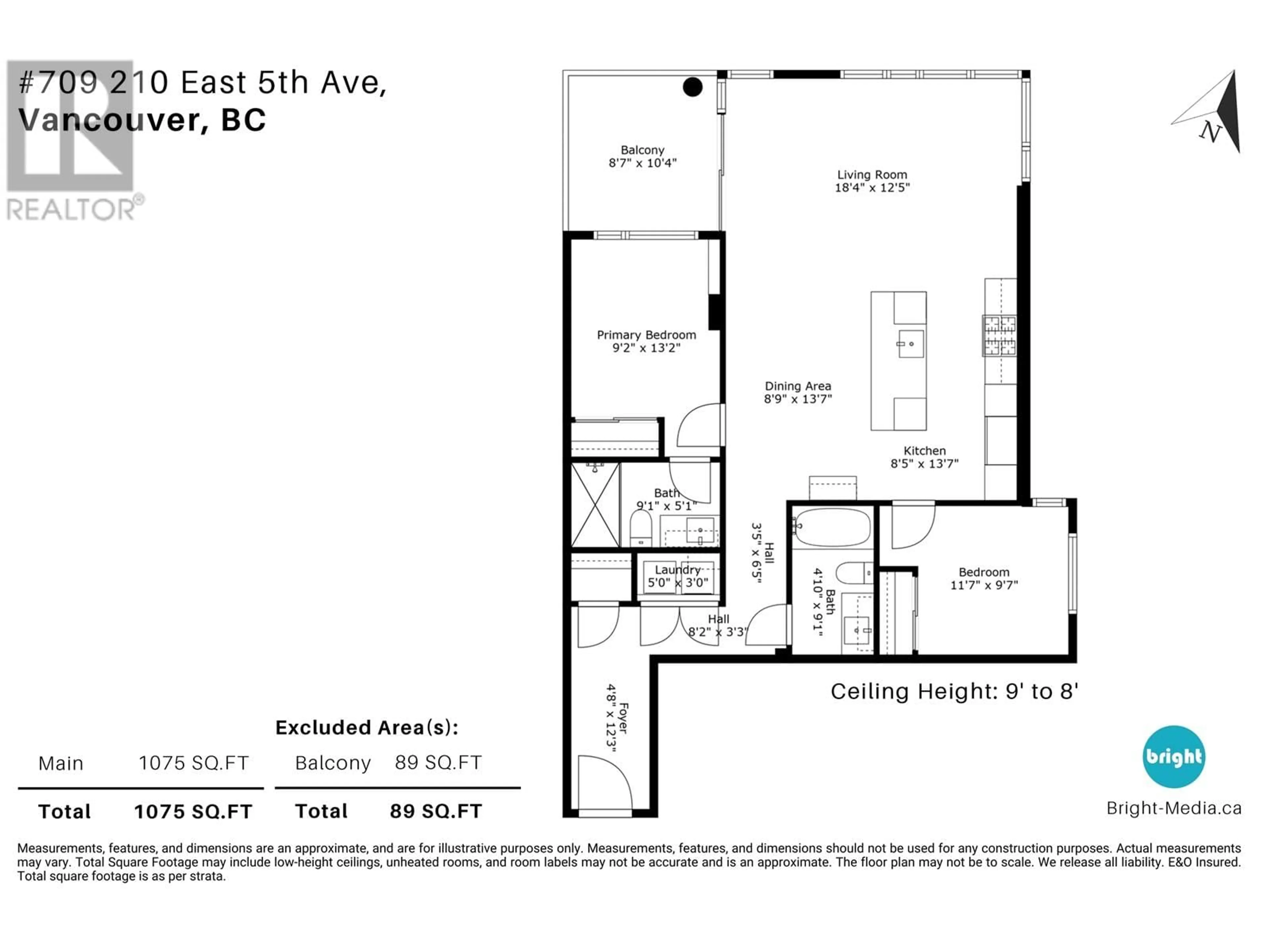 Floor plan for 709 - 210 5TH AVENUE, Vancouver British Columbia V5T0K1