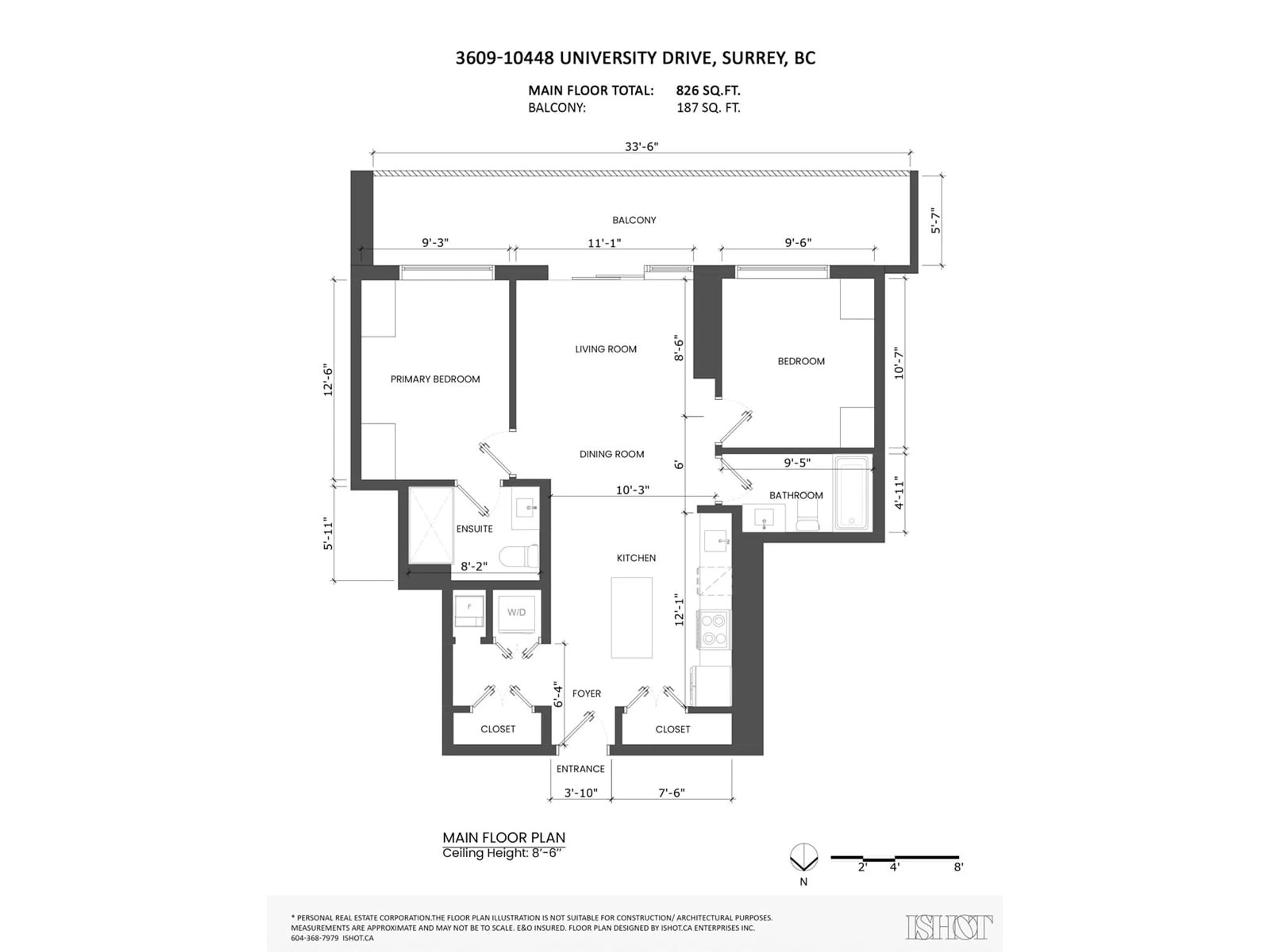 Floor plan for 3609 - 10448 UNIVERSITY, Surrey British Columbia V3T0S7