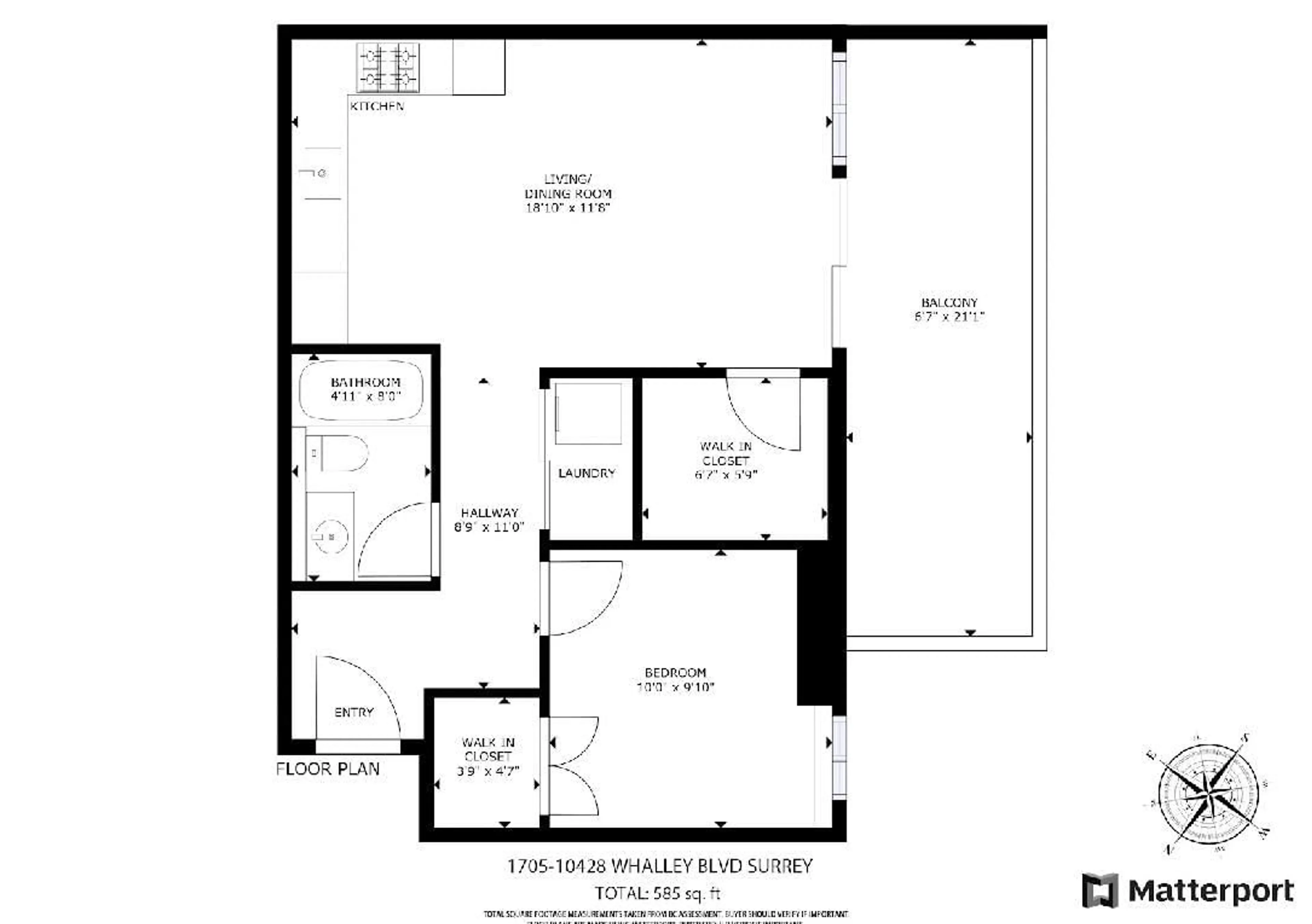 Floor plan for 1705 - 10428 WHALLEY, Surrey British Columbia V3T1W6