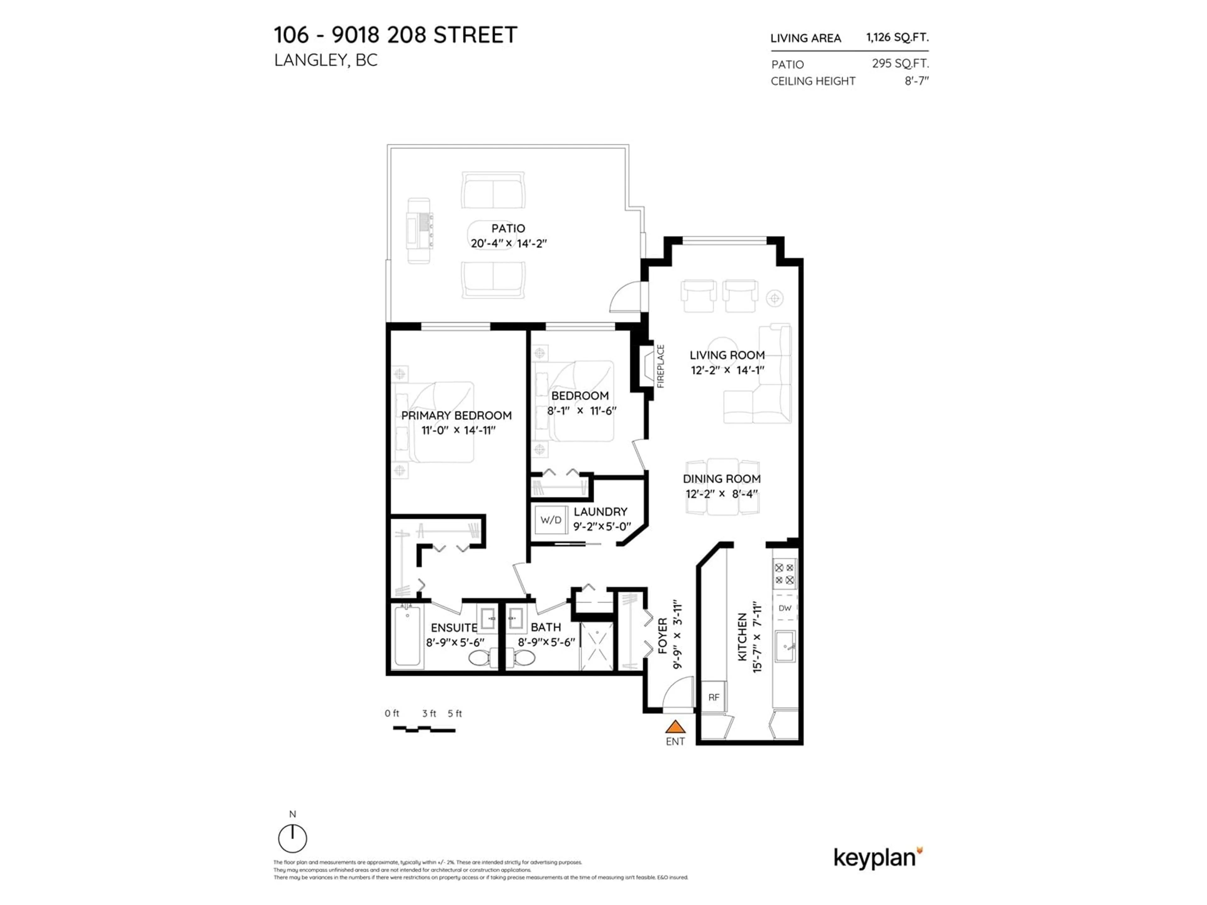 Floor plan for 106 - 9018 208, Langley British Columbia V1M2Y8