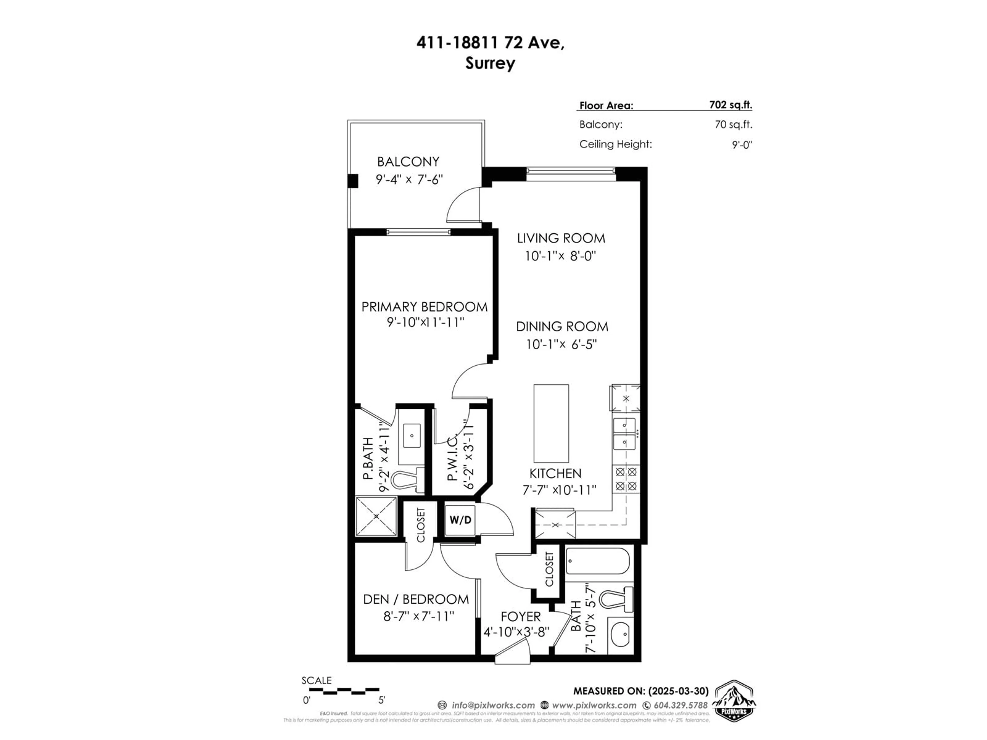 Floor plan for 411 - 18811 72, Surrey British Columbia V4N6W7