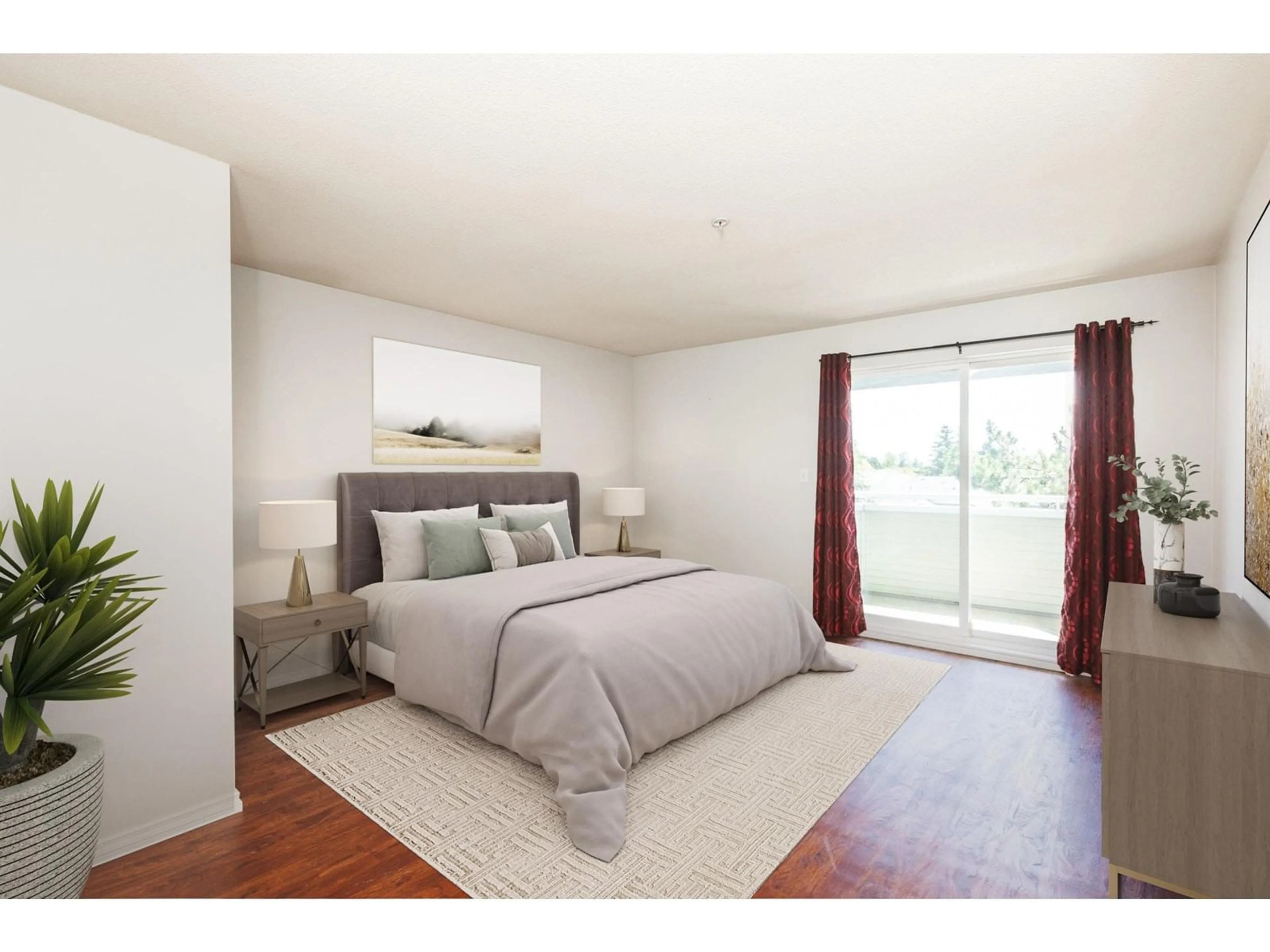 Bedroom with bed, wood/laminate floor for 409 - 12130 80TH, Surrey British Columbia V3W0V2