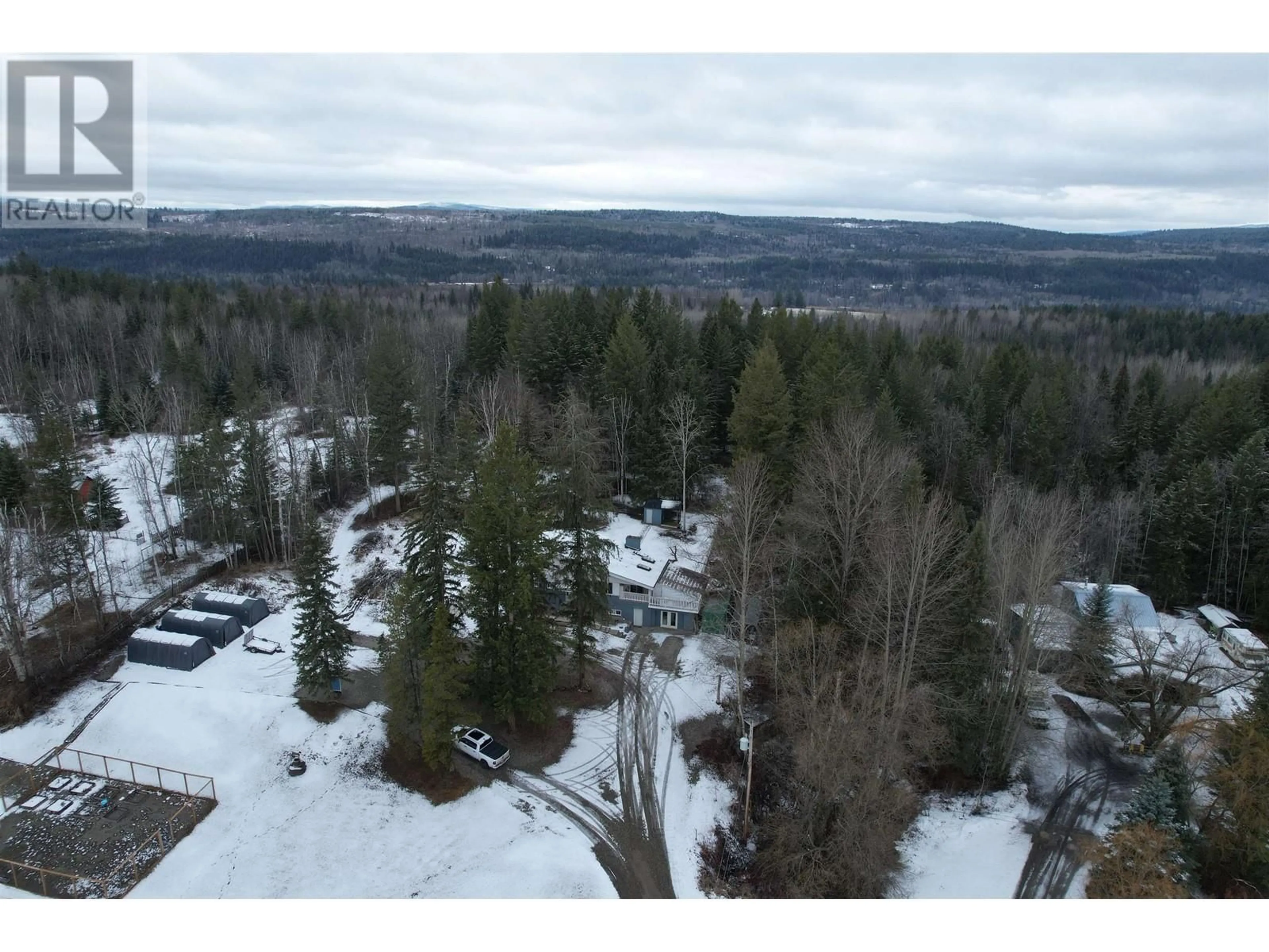A pic from outside/outdoor area/front of a property/back of a property/a pic from drone, forest/trees view for 2434 RED BLUFF ROAD, Quesnel British Columbia V2J6C2