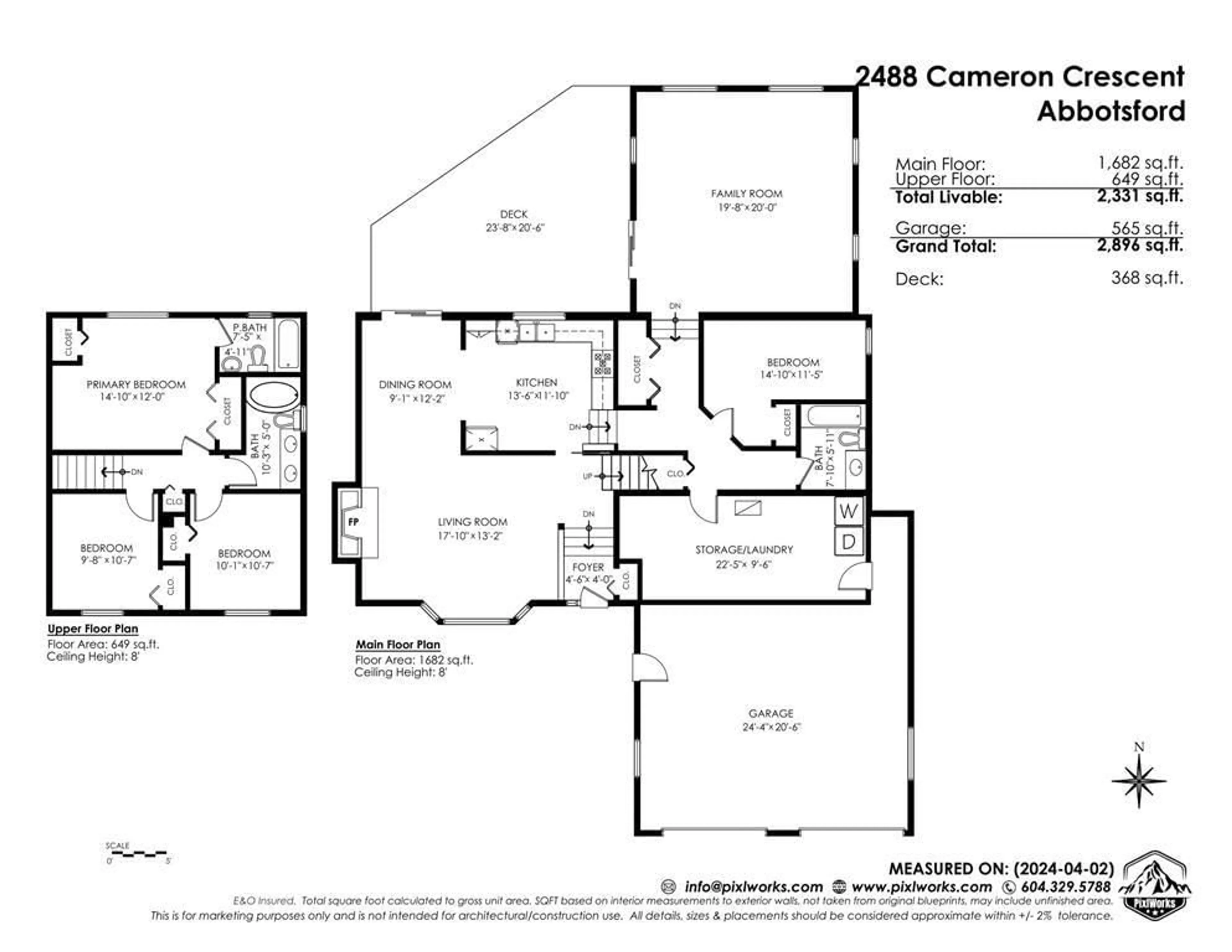 Floor plan for 2488 CAMERON, Abbotsford British Columbia V3G2A9
