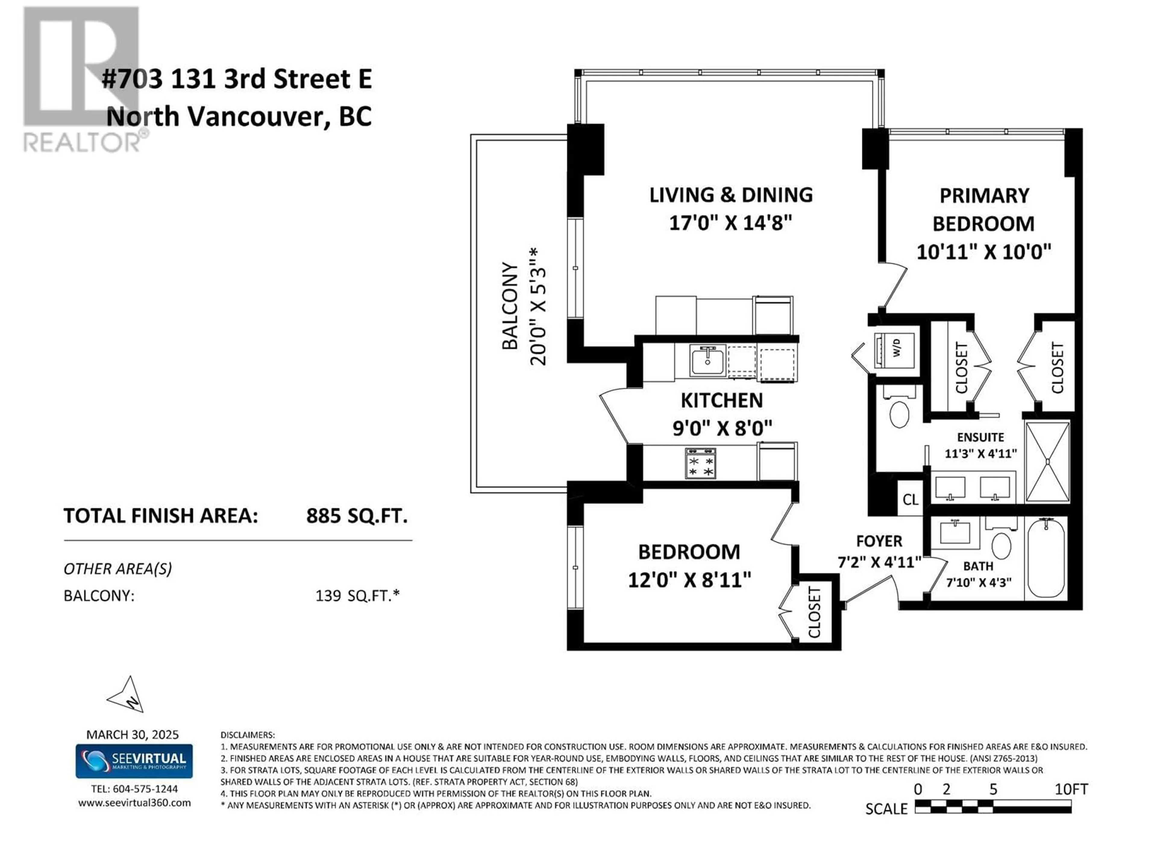 Floor plan for 703 - 131 3RD STREET, North Vancouver British Columbia V7L0E3