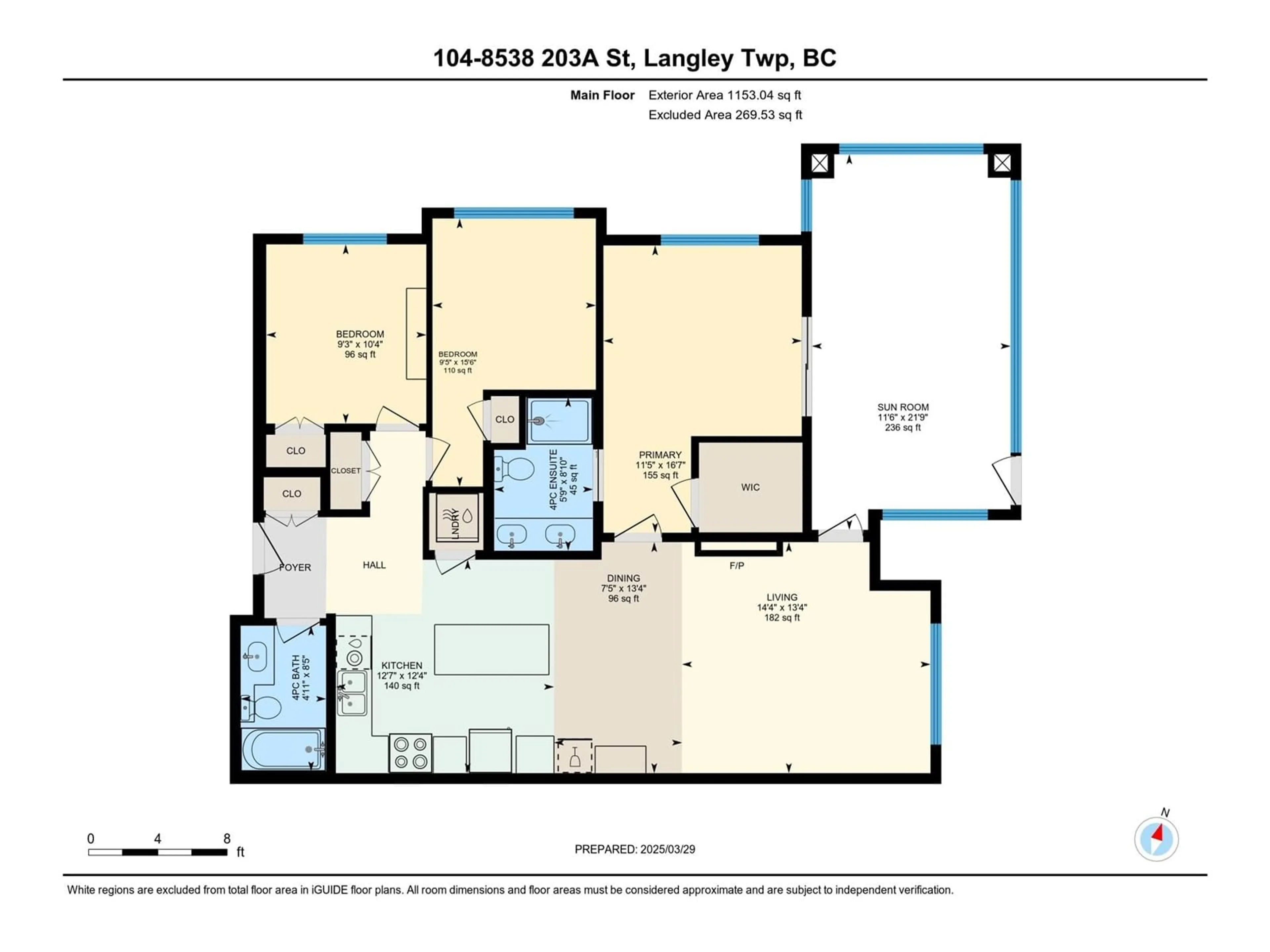 Floor plan for 104 - 8538 203A, Langley British Columbia V2Y3P9