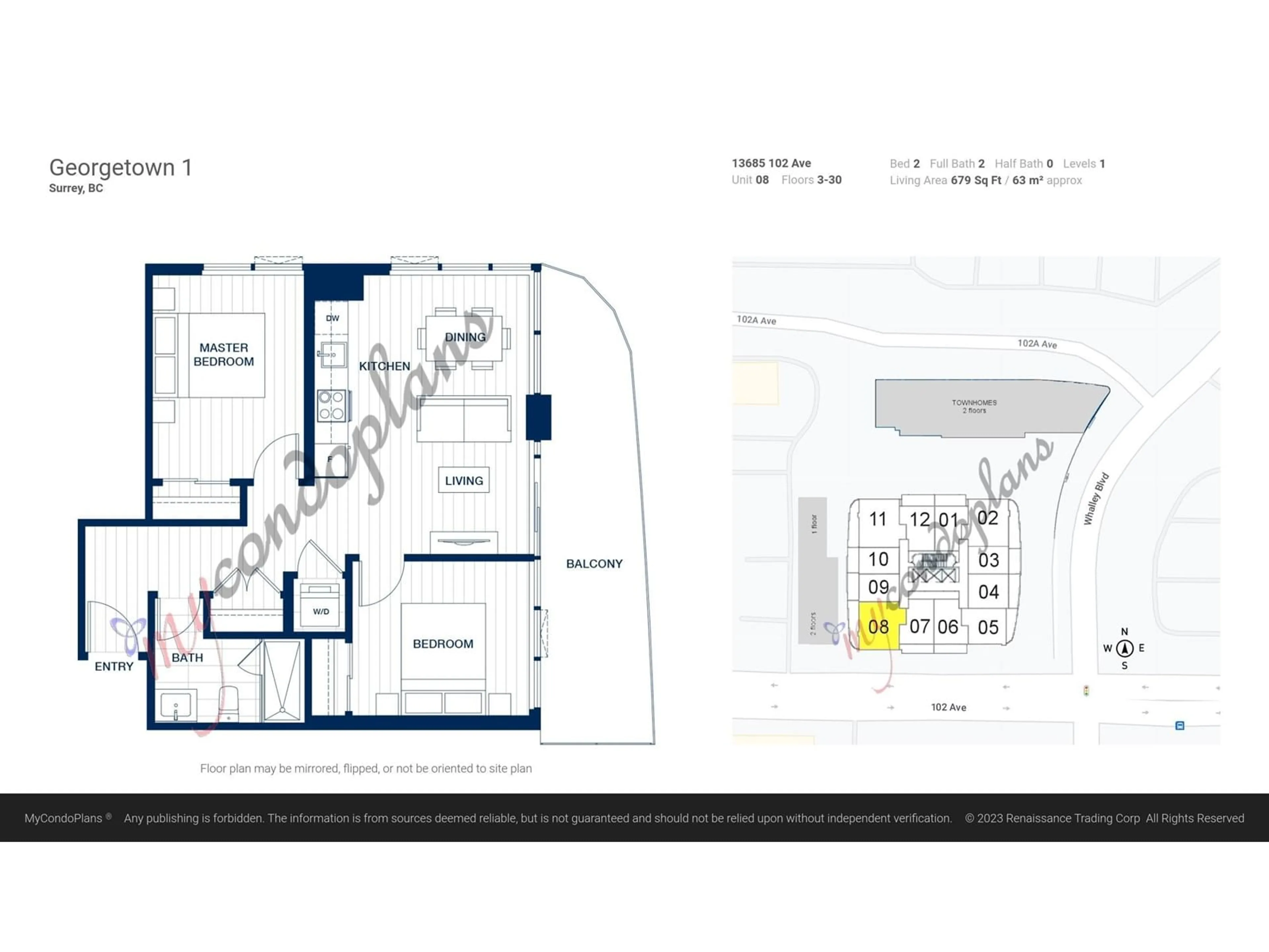 Floor plan for 1608 - 13685 102, Surrey British Columbia V3T1N7