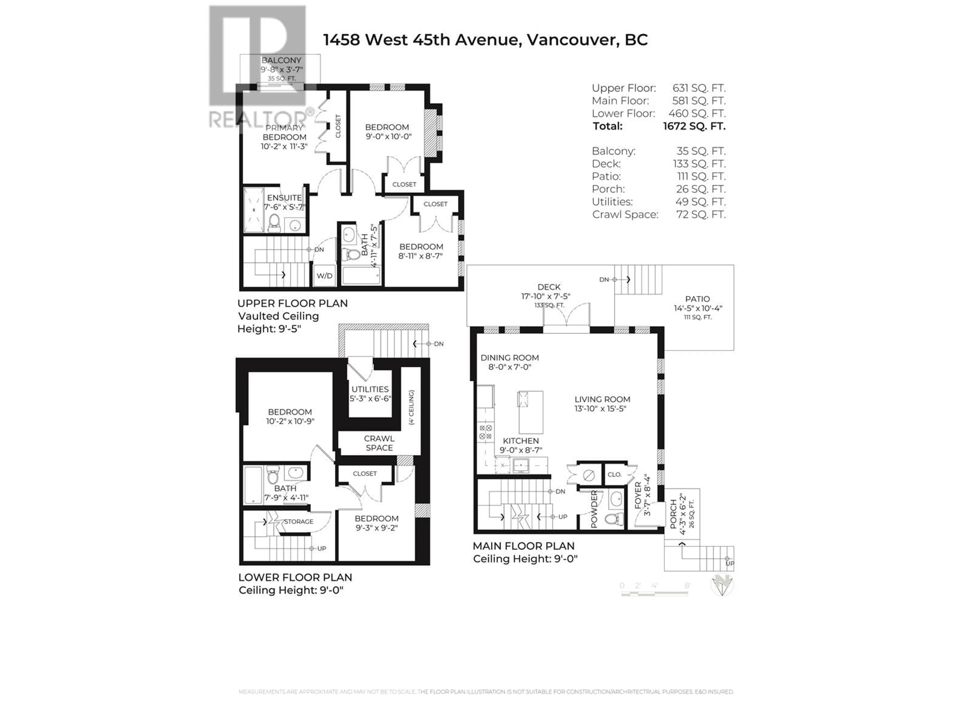 Floor plan for 1458 45TH AVENUE, Vancouver British Columbia V6M2H1