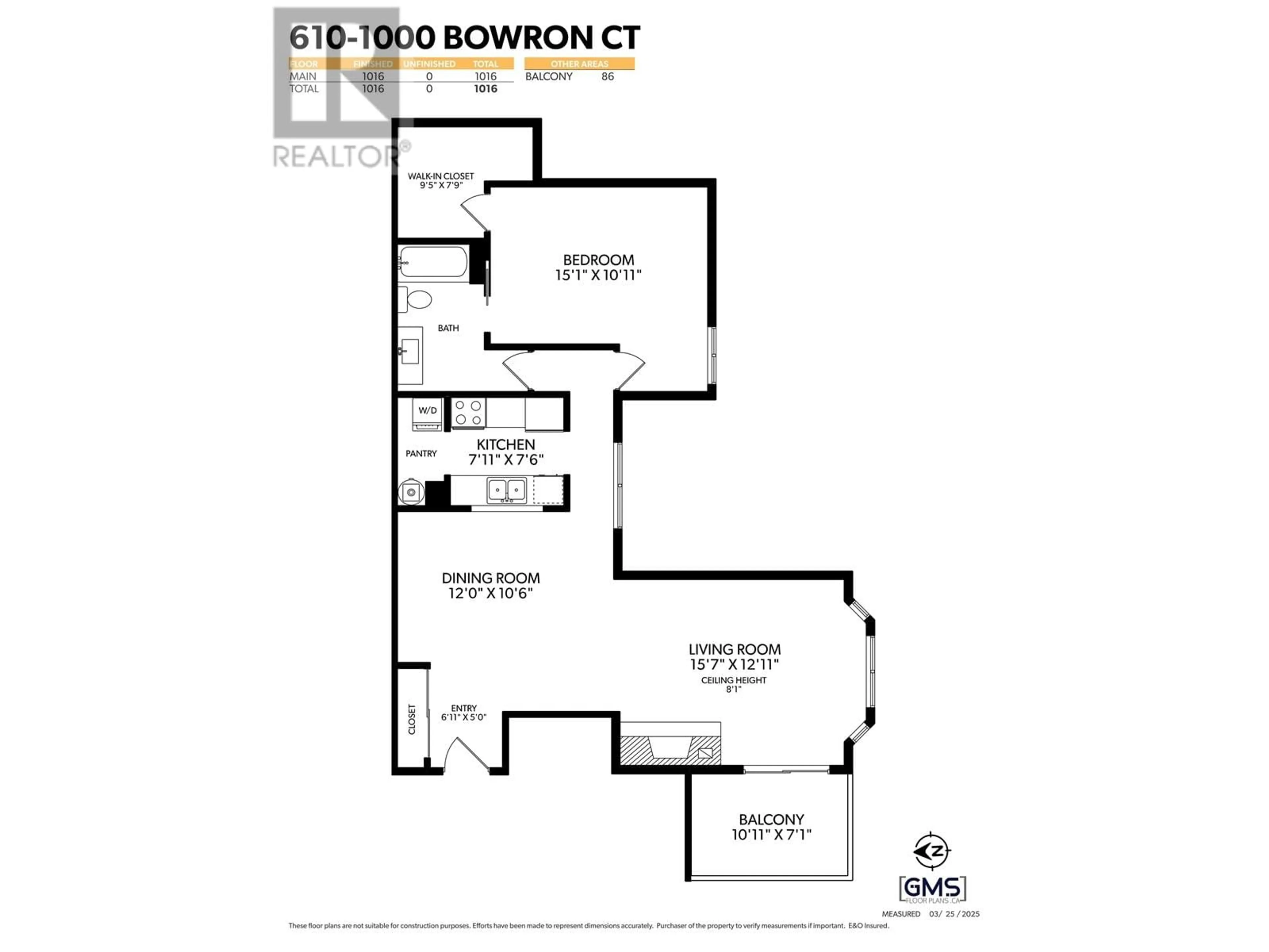 Floor plan for 610 - 1000 BOWRON COURT, North Vancouver British Columbia V7H2W1