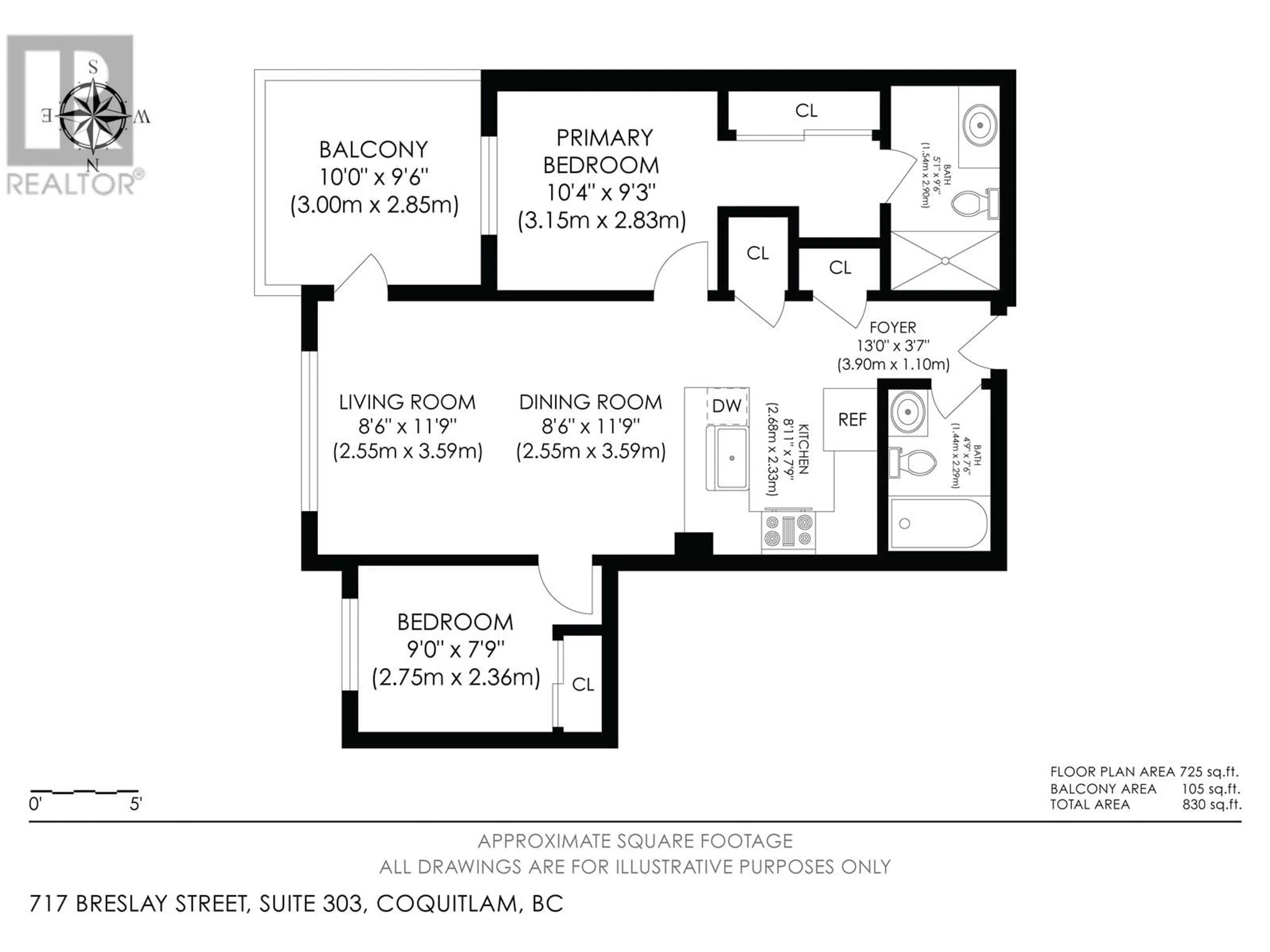 Floor plan for 303 - 717 BRESLAY STREET, Coquitlam British Columbia V3J4A5