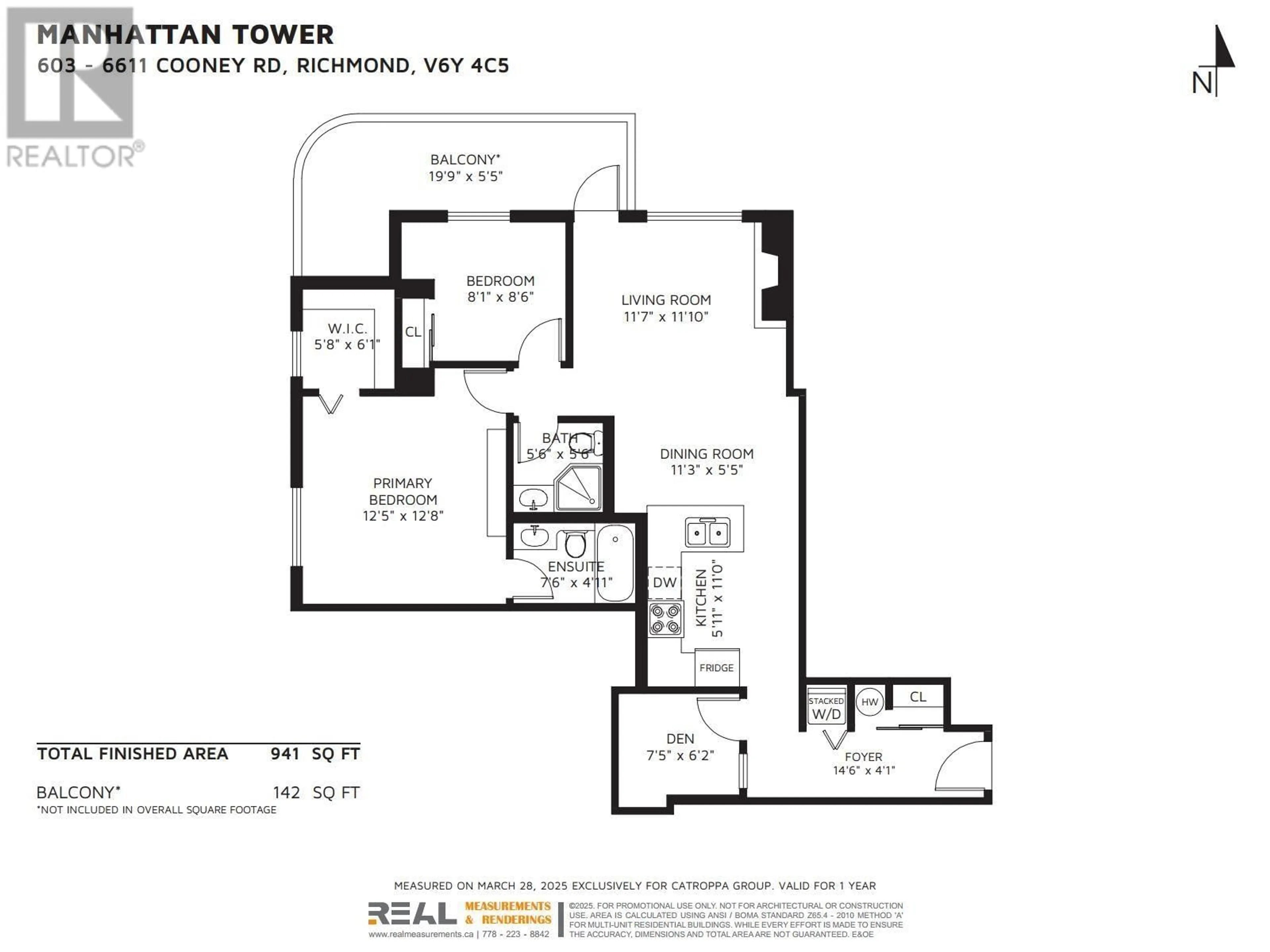 Floor plan for 603 6611 COONEY ROAD, Richmond British Columbia V6Y4C5